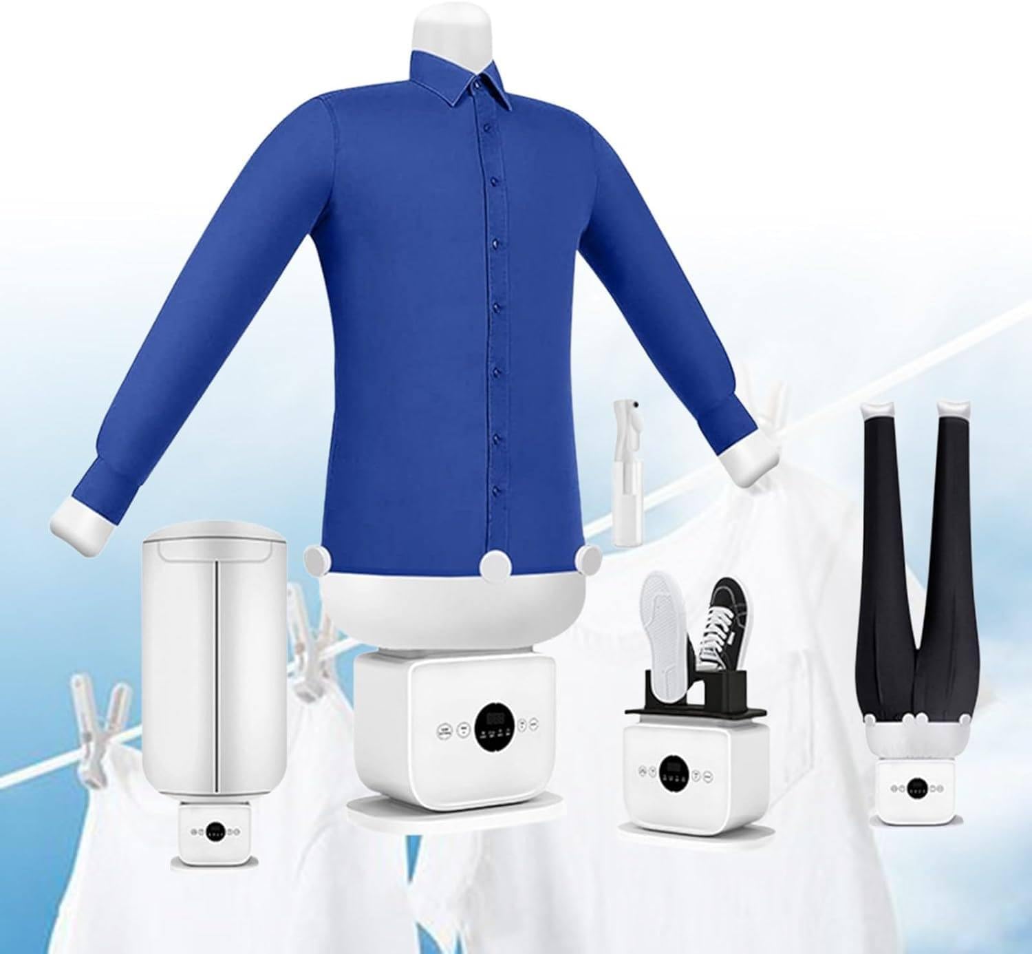 Upgraded Automatic Hot Air Dryer & Iron – 2-in-1 Clothes Dryer and Hands Frees Wrinkle Remover for Shirts & Pants-Gentle on All Fabrics - 8 Minutes Quick Ironed Dry for Shirts, Pants, Jackets & Shoes