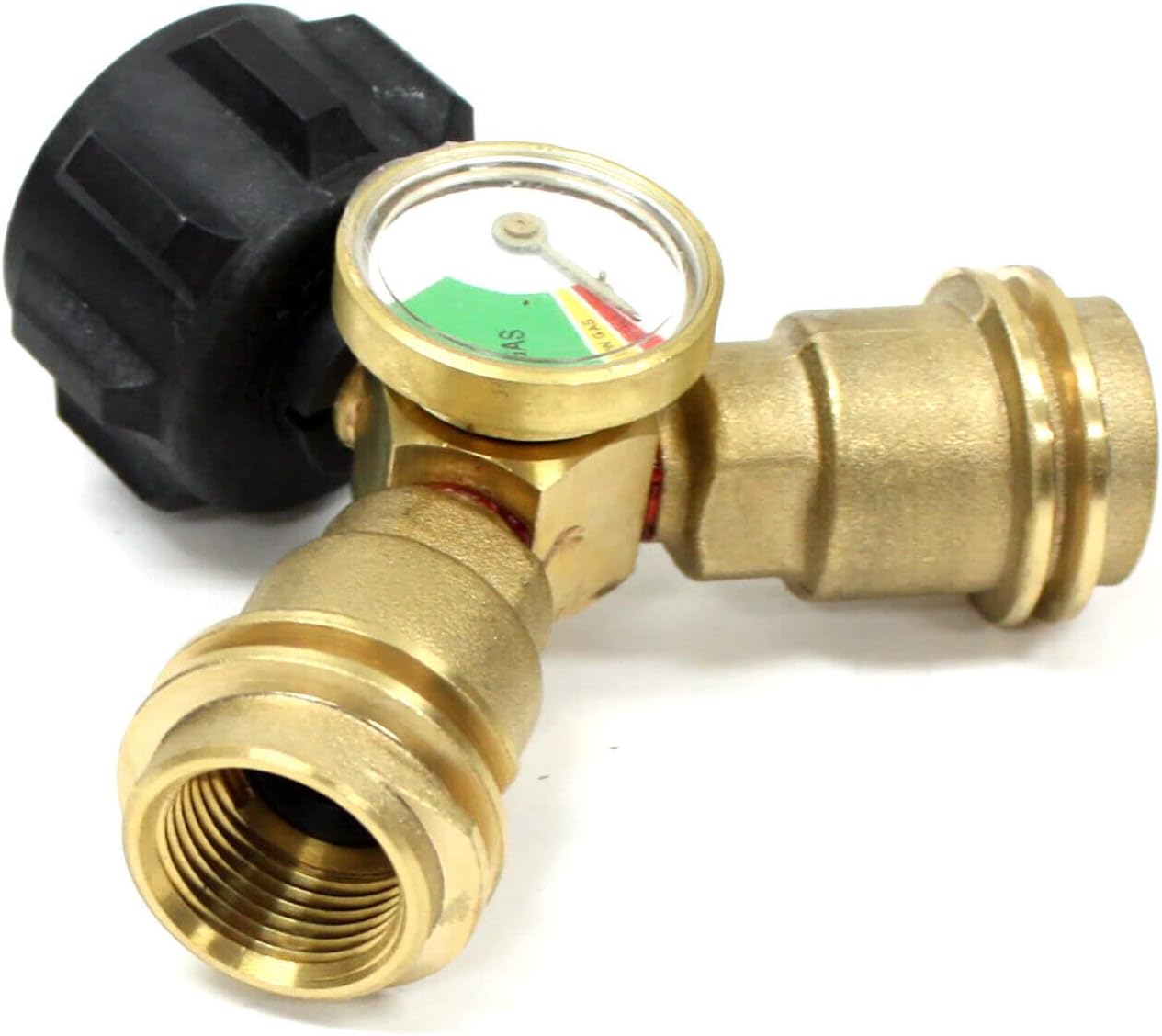 ARC-POWER Propane Adapter Connector Y Splitter Tee with Tank Gauge Pressure Meter Grill