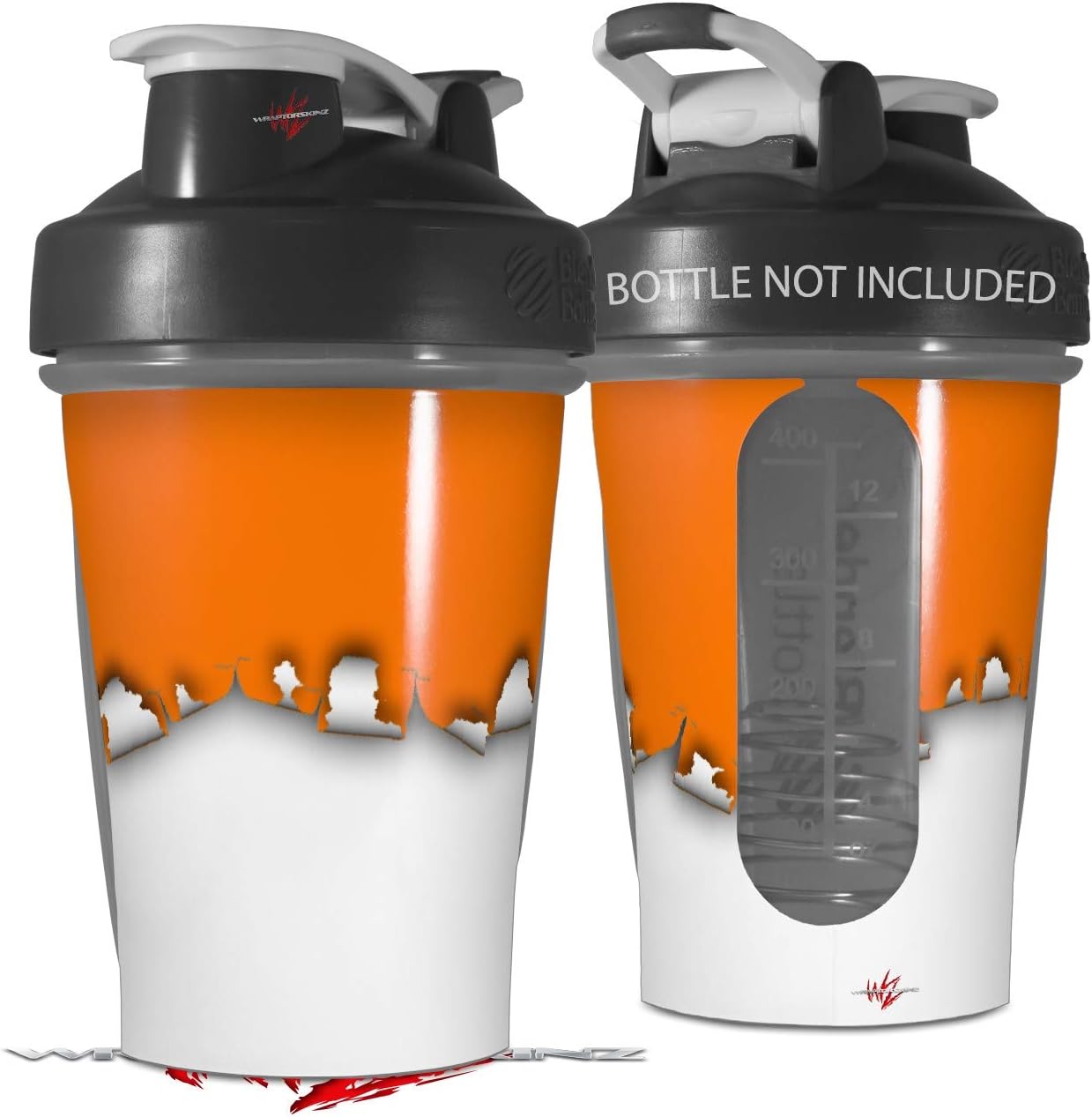 Decal Style Skin Wrap works with Blender Bottle 20oz Ripped Colors Orange White (BOTTLE NOT INCLUDED)