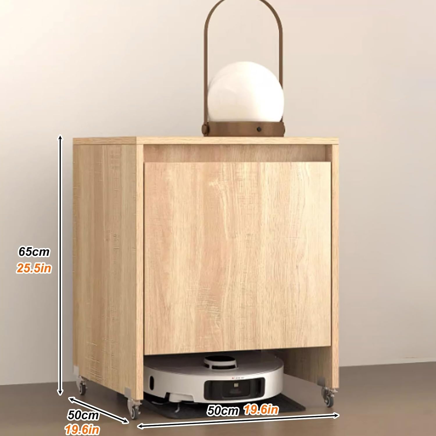 Robot Vacuum Stand Cabinet, Vacuum Hidden Cabinet for Sweeping, Vacuums Hidden Cabinets for Sweeping, Movable Storage Rack, Multi-Function Rotating Bookshelf(Natural,19.6x19.6x25.5'')