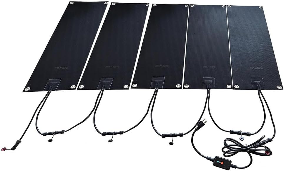 Outdoor Heated Snow Melting Mats for Winter Entrances Stairs, Electric Ice Melting Mats for Winter Snow Removal, Non-Slip Rubber Snow Melting Walkway Mat,2 in/h Speed Melting Speed,10x48'',5 Pc