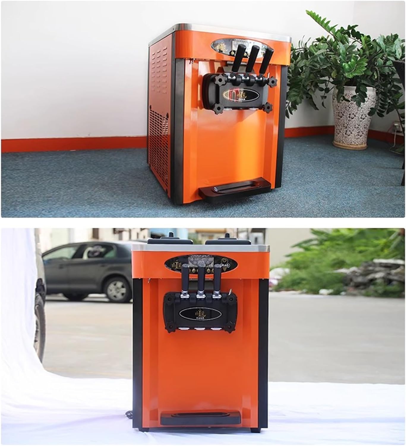 Ice Cream Maker Commercial Ice Cream Machine Color Plate Stainless Steel Desktop Small Ice Cream Machine Large Production Capacity Table Top Ice Cream Machine，Fun Kitchen Appliance