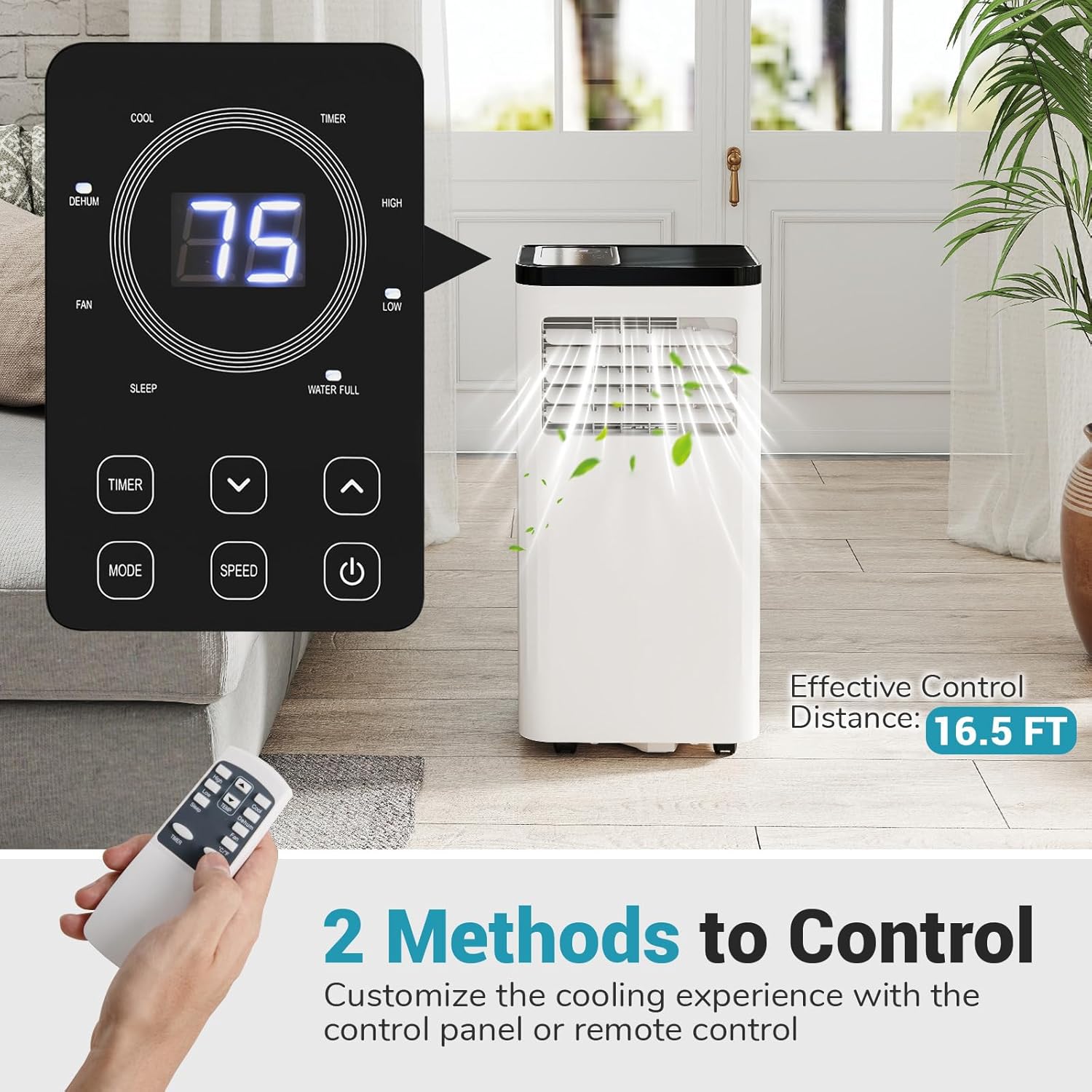 DORTALA Portable Air Conditioner 10000 BTU, 3-in-1 AC Unit with Remote Control, Dehumidifier, 24H Timer, Window Kit, Stand Up AC for 450 Sq.FT Bedroom, Dorm