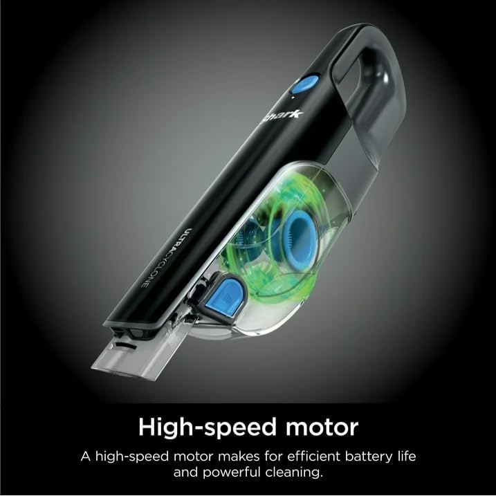 Shark Cordless Handheld Vacuum Cleaner – Ultra Cyclone Power, Pet Power Brush with PowerFins, Lightweight & Portable, XL Dustbin, Washable Filter, Crevice Tool – Black & Blue