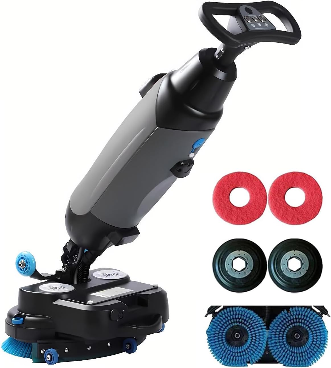 Carpet Cleaning Machine and Floor Scrubber, Dual-Brush Rotary System, Cordless Mini Floor Scrubber, Efficient Cleaning for Commercial Spaces, Schools, and Offices Grey