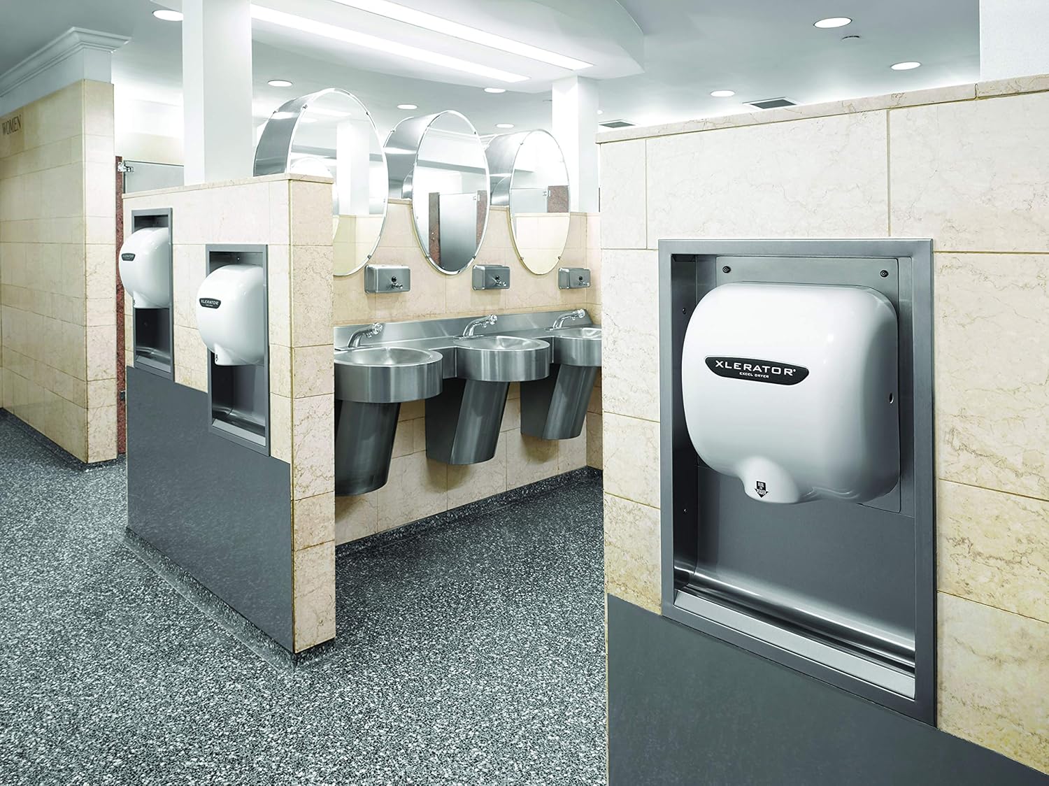 XLERATOR XL-BW Automatic High Speed Hand Dryer with White Thermoset (BMC)Cover and 1.1 Noise Reduction Nozzle, 12.5 A, 110/120 V