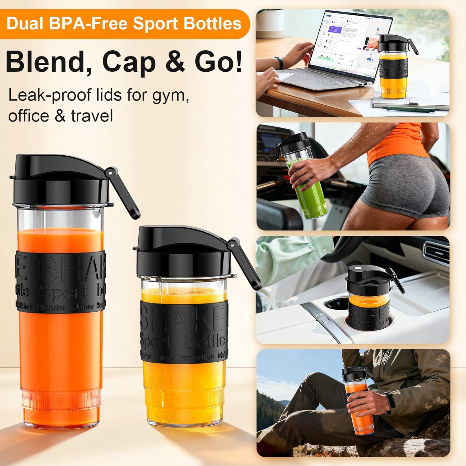 10 In 1 Personal Blender And Grinder Combofor Kitchen, Smoothie Juicer Machines Vegetable And Fruit, For Shakes And Smoothies, Smoothies Maker With 2 Portable Cup, Black