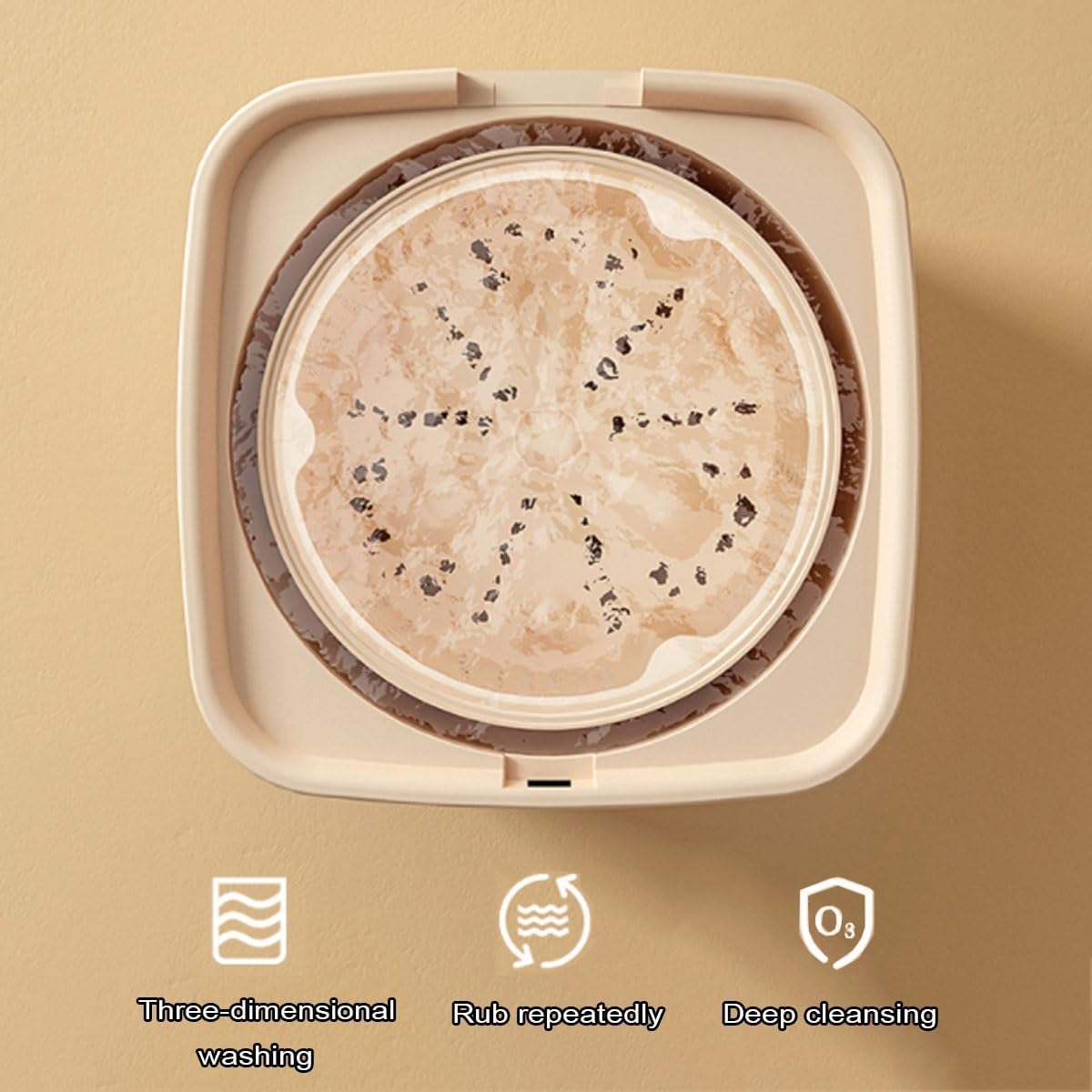 Mini Portable Washing Machine 11X11X12in Space Saver 2 In 1 Camping Washers For Home, Dorm, Apartment, RV, Travel, Outdoor Use Convenience And Efficiency(Beige)