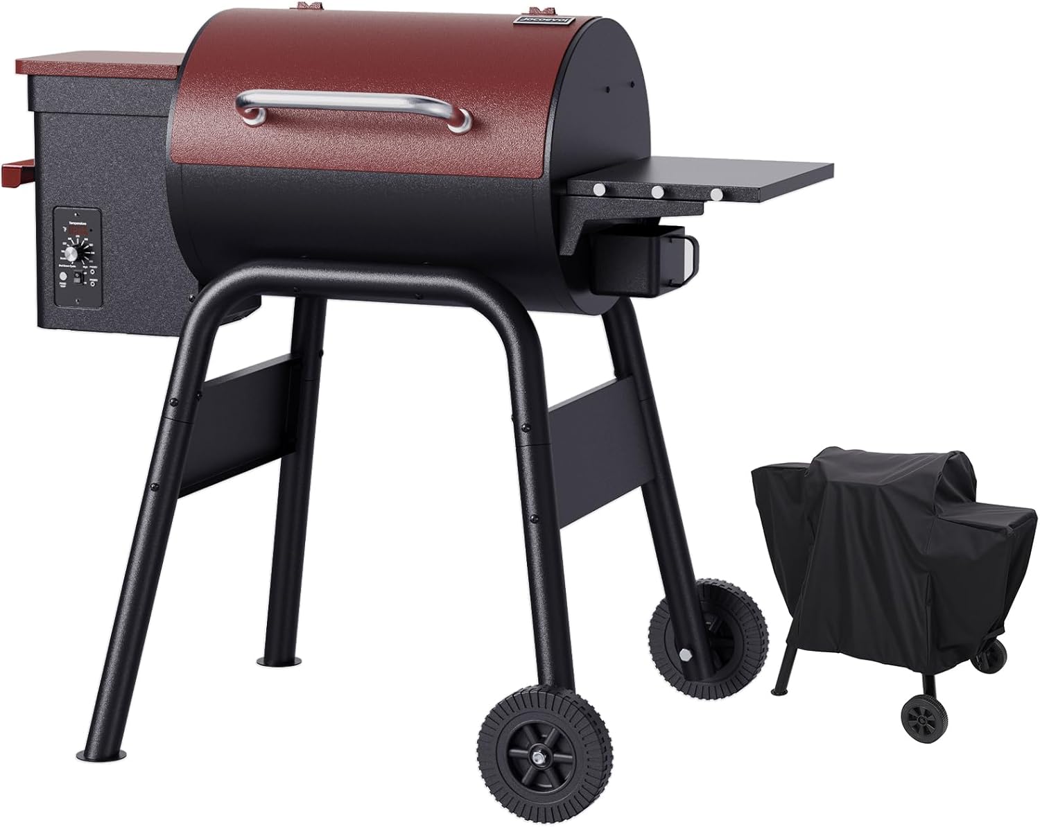 Wood Pellet Grill Smoker for Outdoor Cooking, 456 SQ. IN Cook Area Electric Pellet Grill with Auto Feed & PID Temperature Control 180-425°F, 6-in-1 BBQ Grill & Rain Cover for Backyard