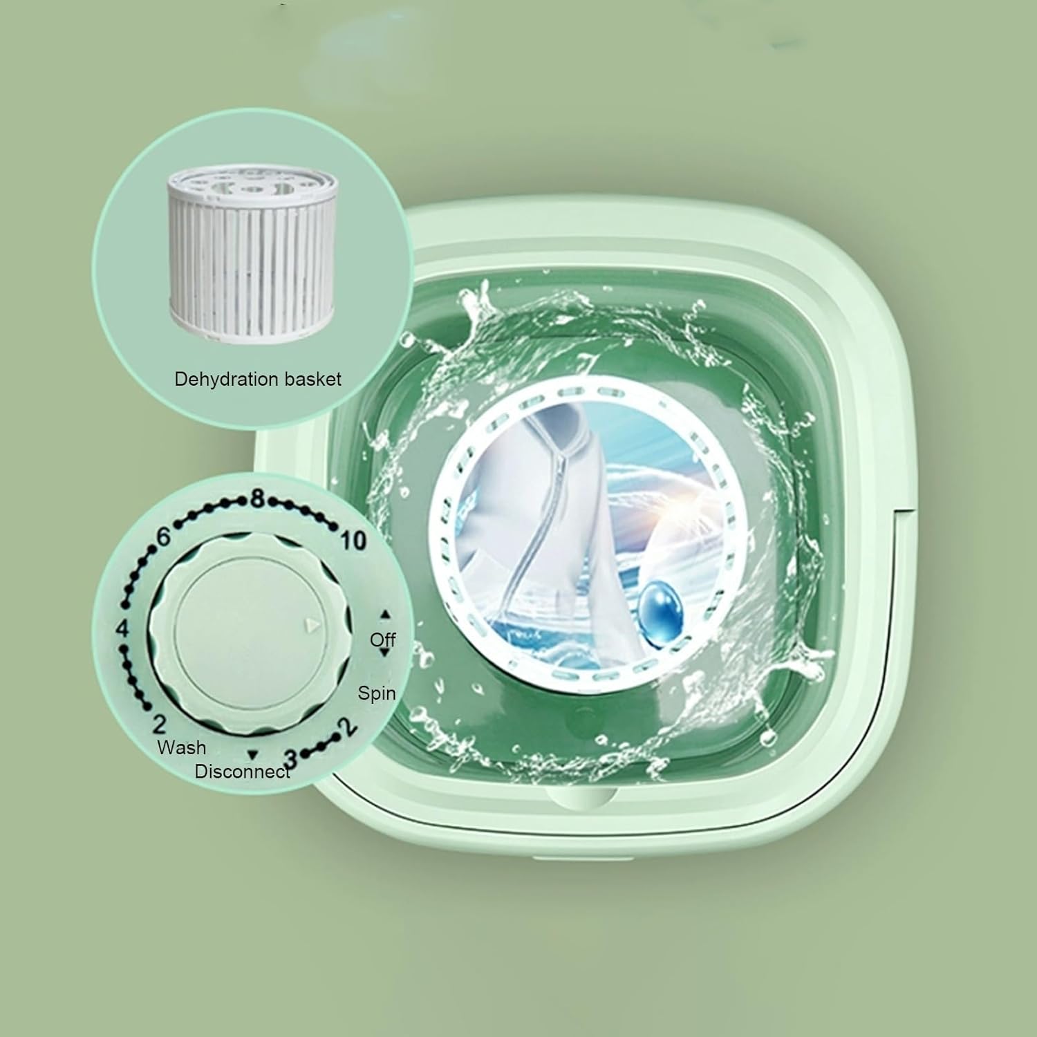 Portable Washer Machine, Foldable Mini Washing Machine, Small Washing Machine with Dryer, Travel Washing Machine, for Baby Clothing, Underwear, Camping, RV Travel(Blue)