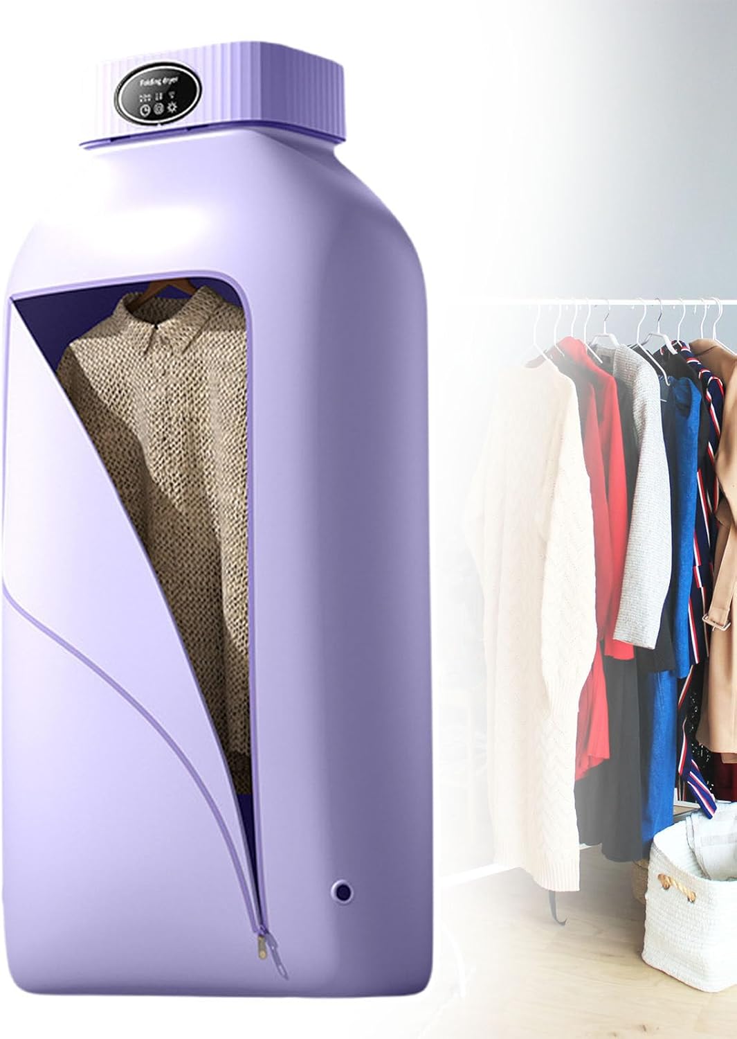 Apartment Clothes Dryer, Travel Clothes Dryer, 360° Cycle Drying, PTC Heating Method, 2-Speed Adjustment, Suitable for Drying Shirts, T-Shirts, Shorts, Vests,Purple