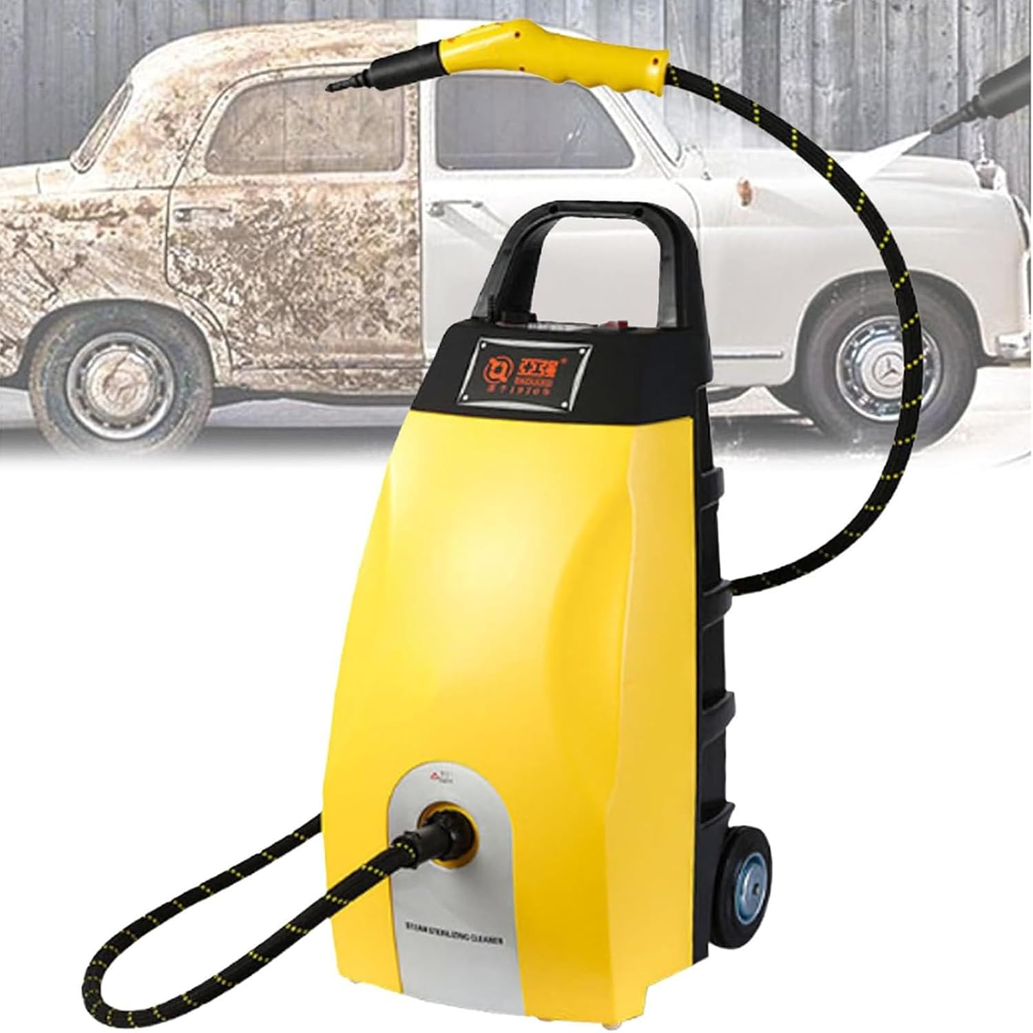 High-Temperature Steam Cleaner,Continuous High-Pressure Cleaning,Steam Flow Rate 120 ml/min,Dry and Wet Steam,Highly Effective Stain Removal Yellow
