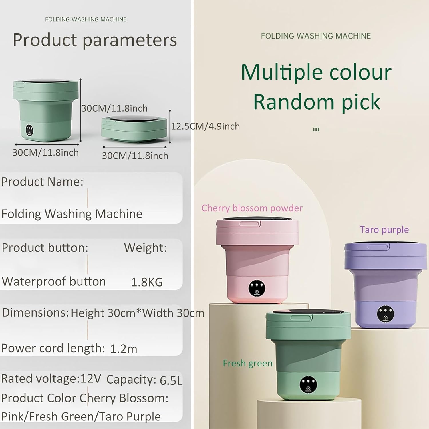 Portable Washing Machine, Foldable Mini Washing Machine, Touch Buttons, with Drainer Basket, Baby Washing Machine, for Camping, Rv, Travel, Small Spaces (Color : Pink, Size : 8L)