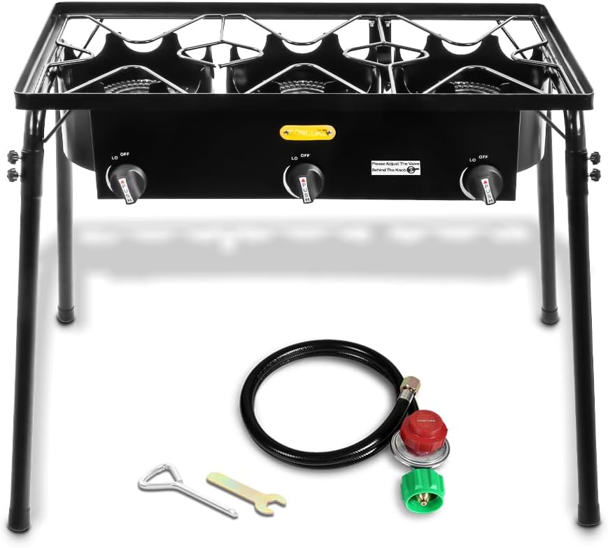 Concord Triple Burner Outdoor Propane Stove Cooker w/Regulator, 3 Burner Stove Brewing Supply