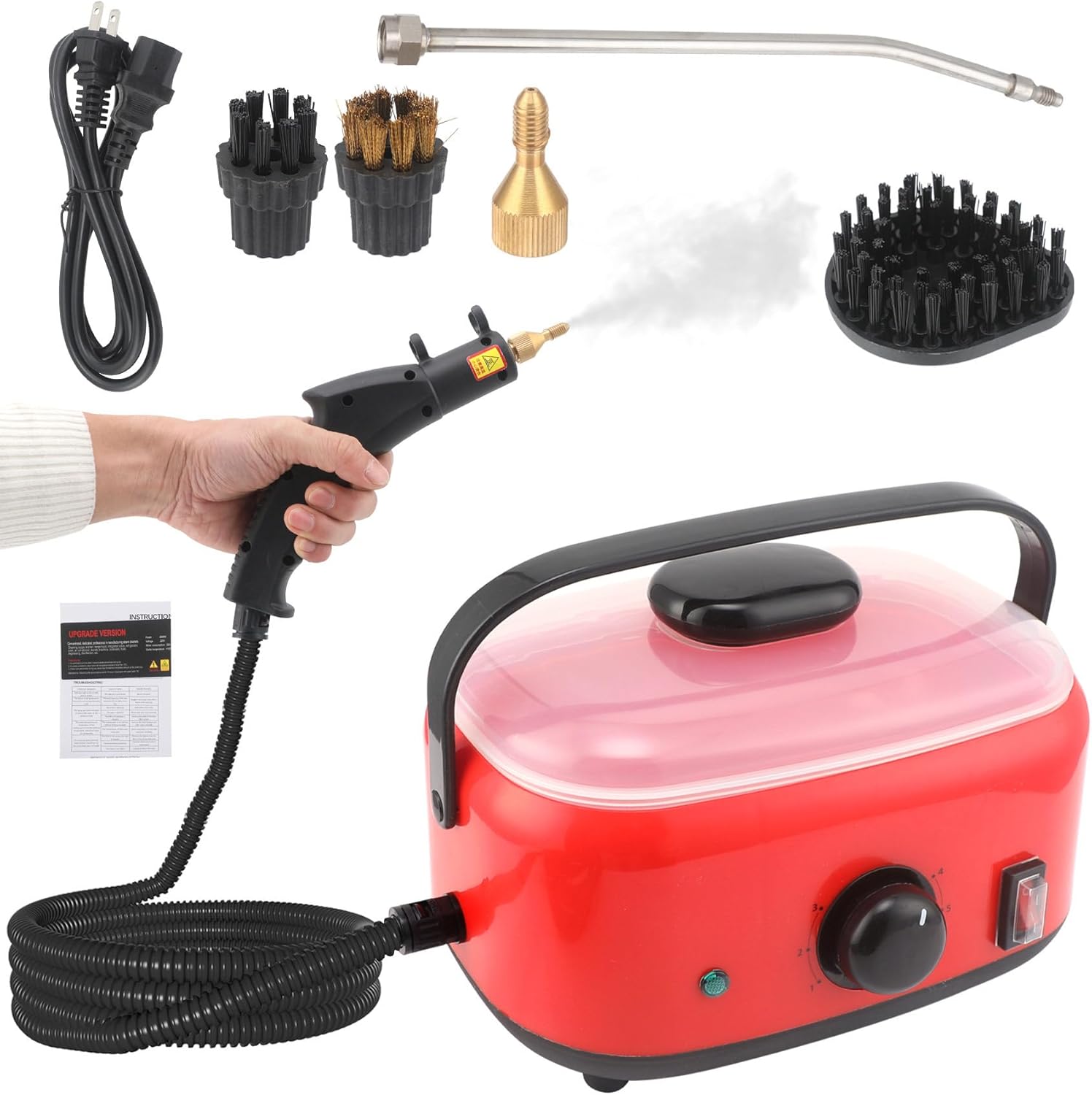 Boyuan 2500W Handheld Steam Cleaner High Temperature Cleaning Machine with Accessories, Multipurpose Portable Steamer for Floors, Cars, Tiles Grout Cleaning, Chemical Free, Safety