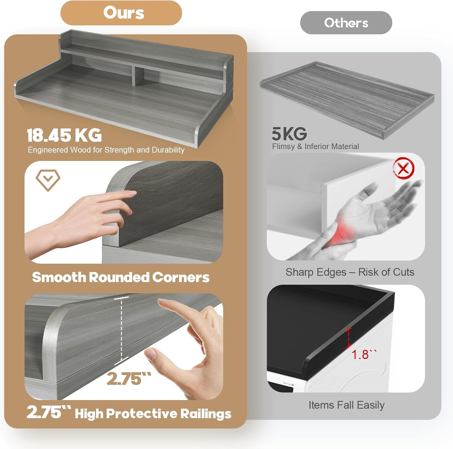 2-Tier Washer Dryer Countertop with 2.75