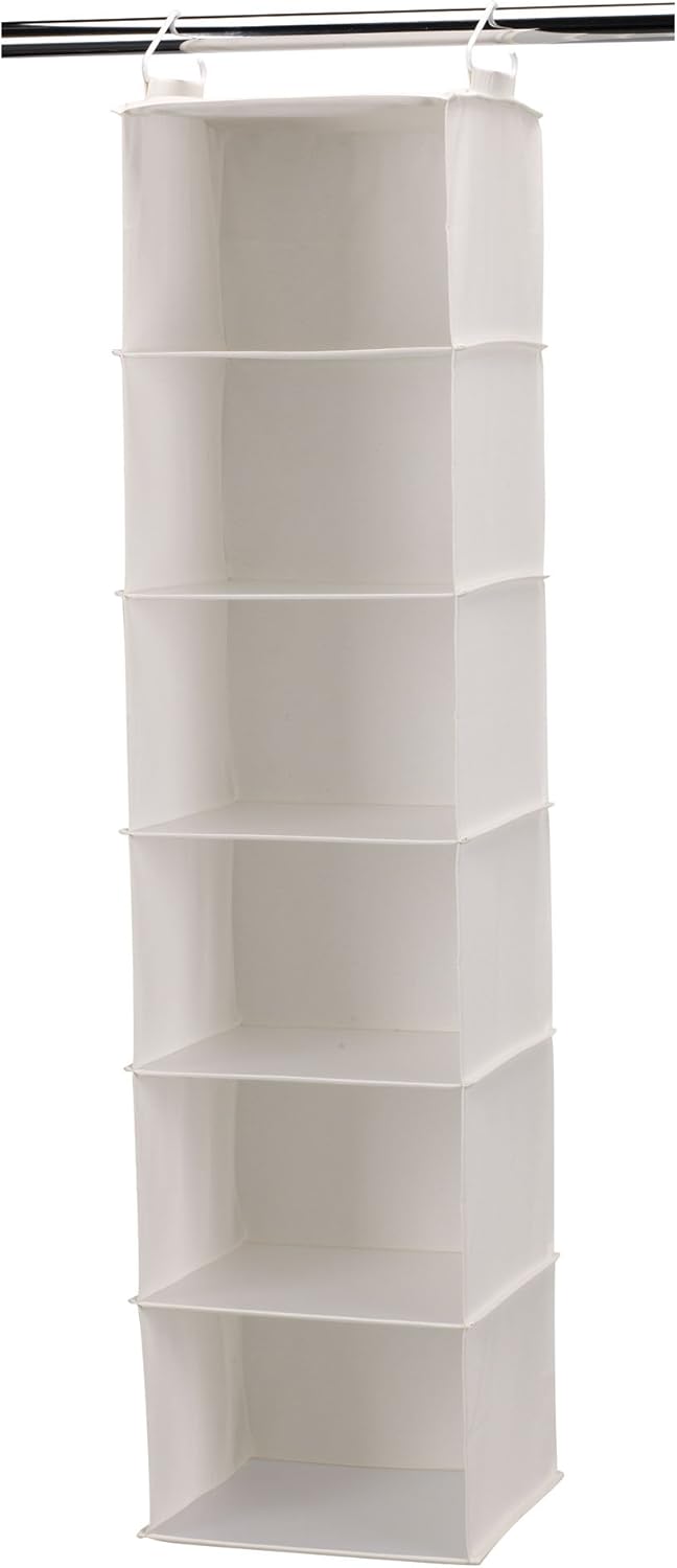 Household Essentials 311312 Hanging Closet Organizer | 6-Shelves | Natural Canvas