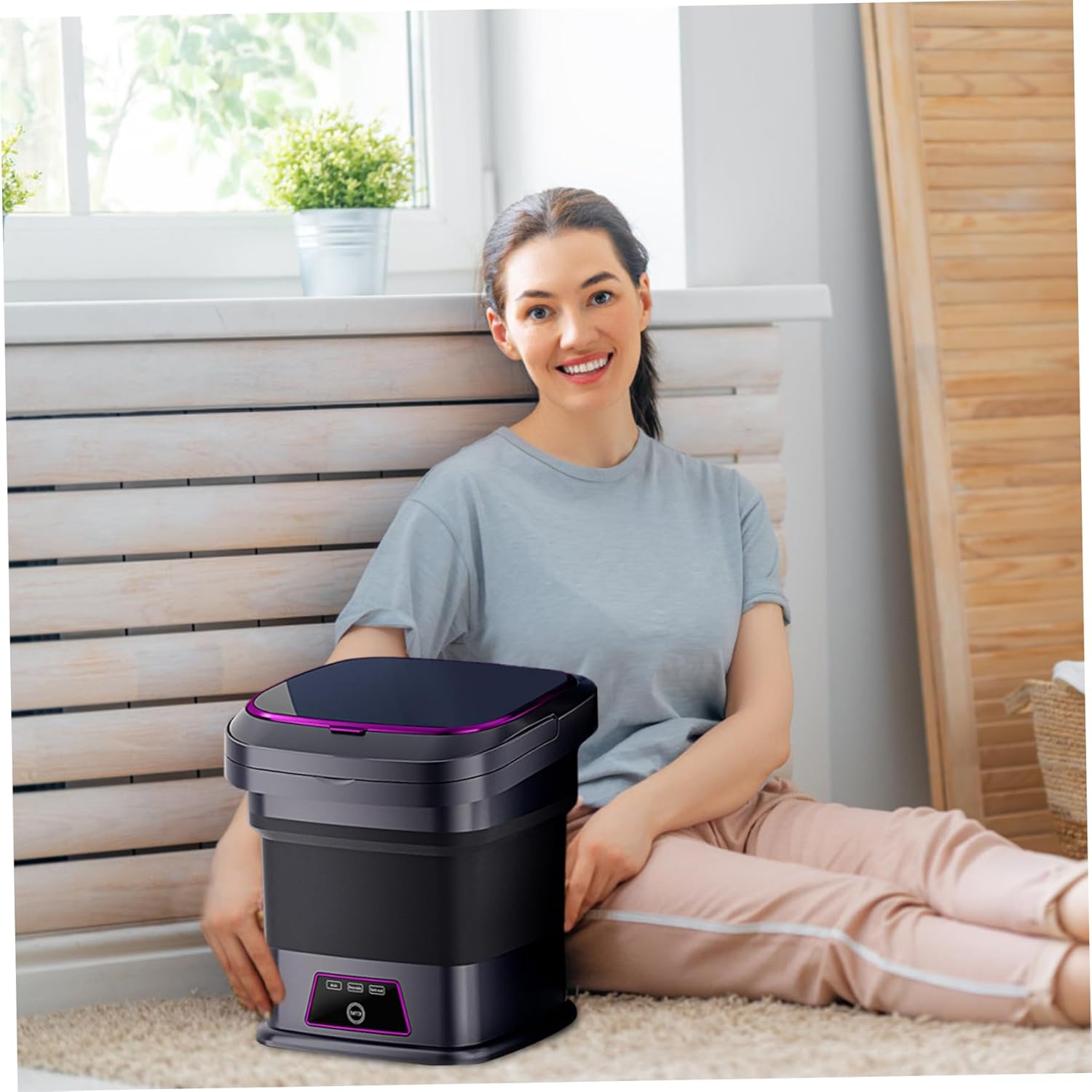 Portable Washer 13L 3 Modes Foldable Mini Washing Machine with Drain Pipe Handle and Suction Cup Small Laundry Machine for Underwear Socks Baby Clothes