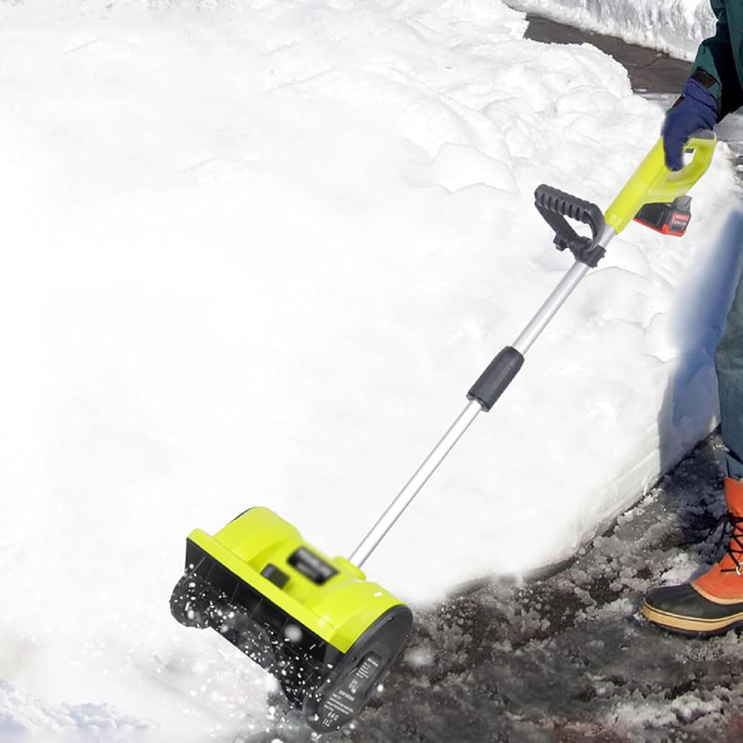 Cordless Snow Shovel, 20V 12 Inch Electric Push Snow Blower with 4000Mah Battery & Charger, Adjustable Direction, for Driveway Clearing, Patio, Playground, Farm