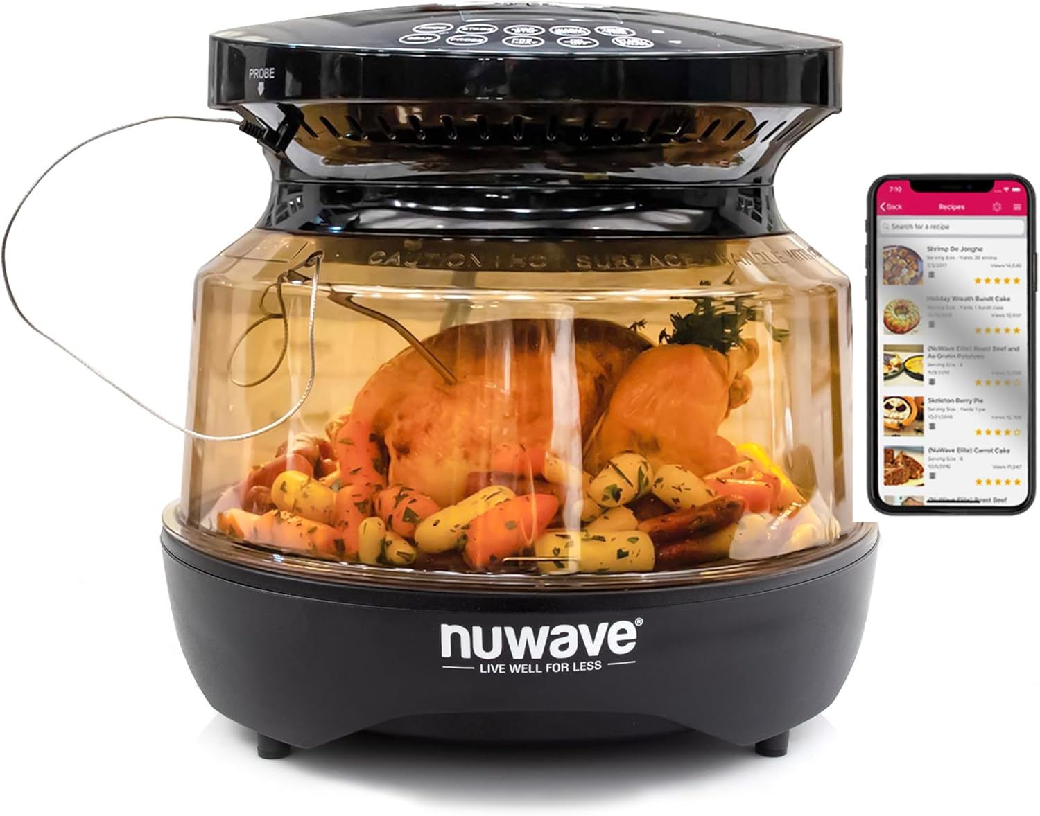 Nuwave Primo Grill Oven PFAS Free Countertop Oven with Convection Top & Grill Bottom, Smart Thermometer, Perfect for Cooking Frozen or Fresh with Surround Heat for Flawless Results