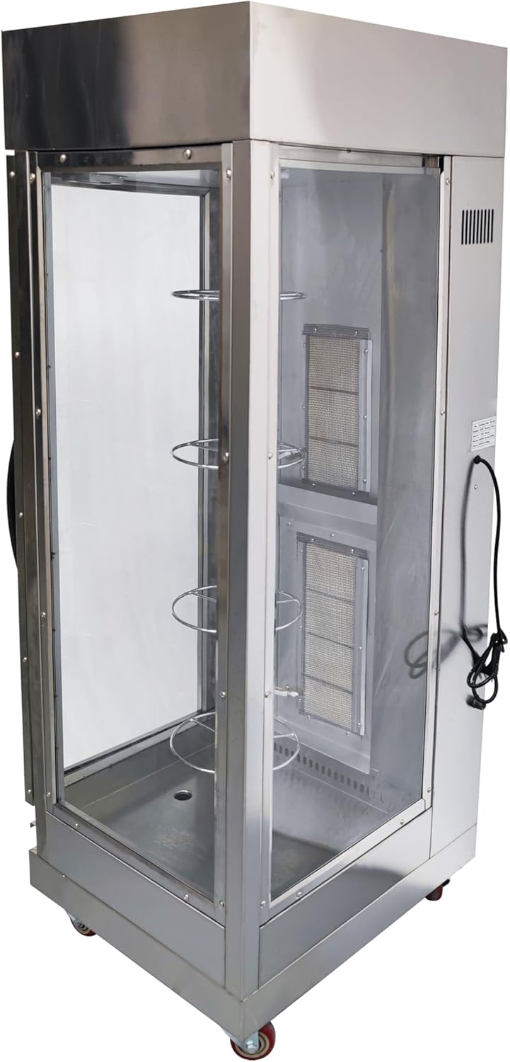 TECHTONGDA Gas Convection Toaster Ovens Commercial Automatic Rotary Grill Air Fryer Chicken 4 Layer Stainless Steel