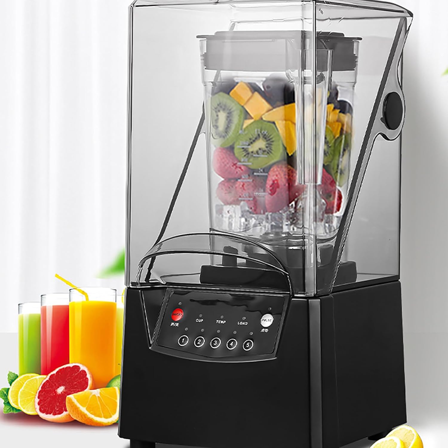 2200W Professional Smoothie Blender, 2000mL Stand Blender, with Soundproof Shield, and 6 Blades Automatic Cleaning, Commercial Countertop Blender, for Kitchen, Fruits, Shakes, Smoothies