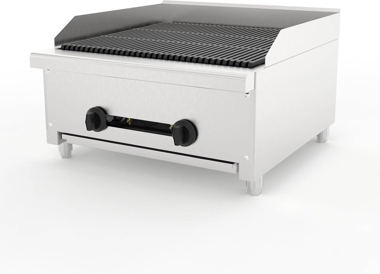 Commercial Lava Rock Charbroiler – 24” Countertop Gas Grill for Restaurants & Food Trucks – Stainless Steel Radiant BBQ Broiler, Heavy-Duty Cast Iron Grates (Natural Gas & Propane Ready) (24