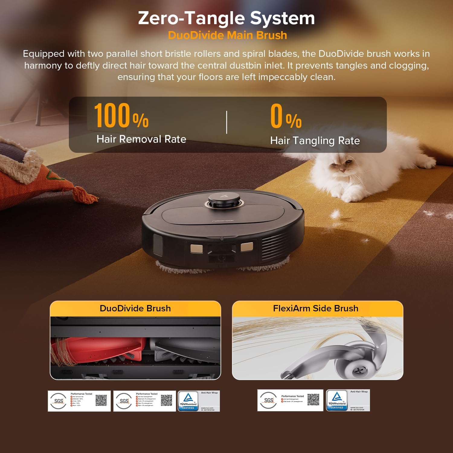 roborock Qrevo S5V Robot Vacuum Cleaner with Zero-Tangling Side Brushes Replacement Bundle