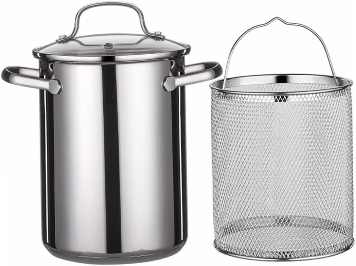 1Set Stainless Steel Fryer Pot with Frying Basket Japanese Style Deep Fryer for All Stovetops Non Stick Design for Easy Cleaning Multi Purpose Kitchen Saving