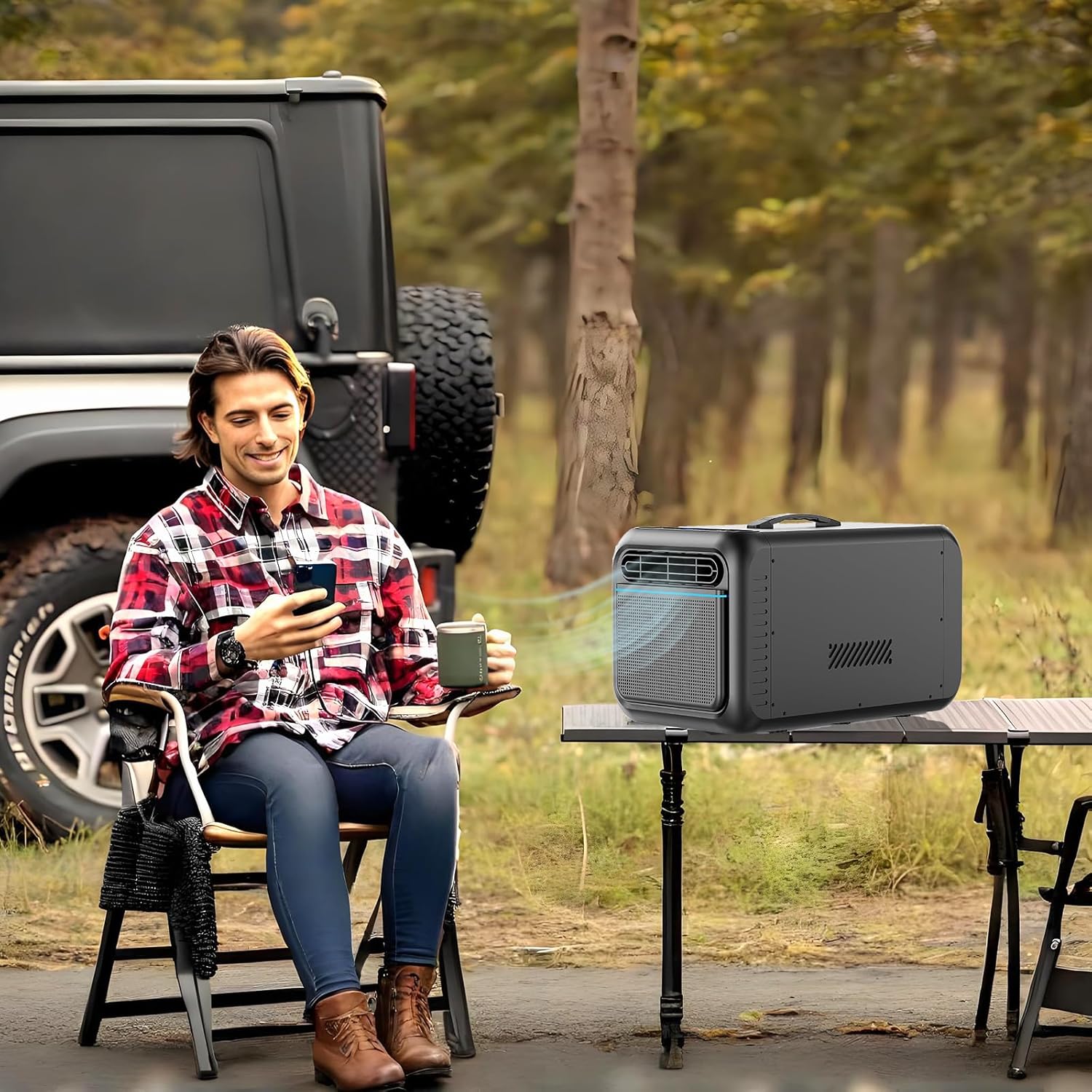 Portable Air Conditioner for Tent with Fast Cooling Timer, 2300BTUs Air Conditioner AC Adjustable Speed for Camping, Outdoor Use, Small Rooms, Trucks, RV (Black)