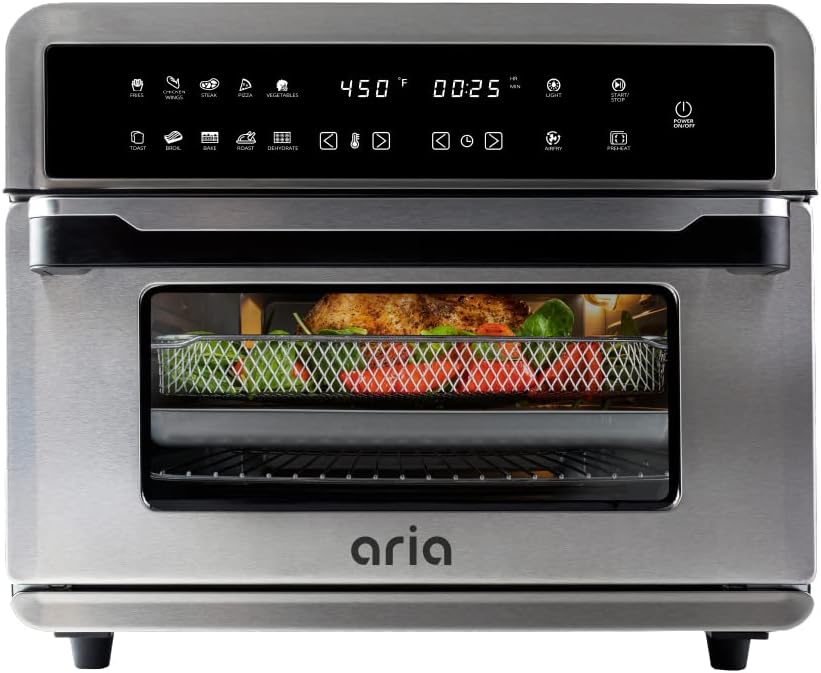 Aria 30 Qt. Touchscreen Toaster Oven with Recipe Book, Brushed Stainless Steel