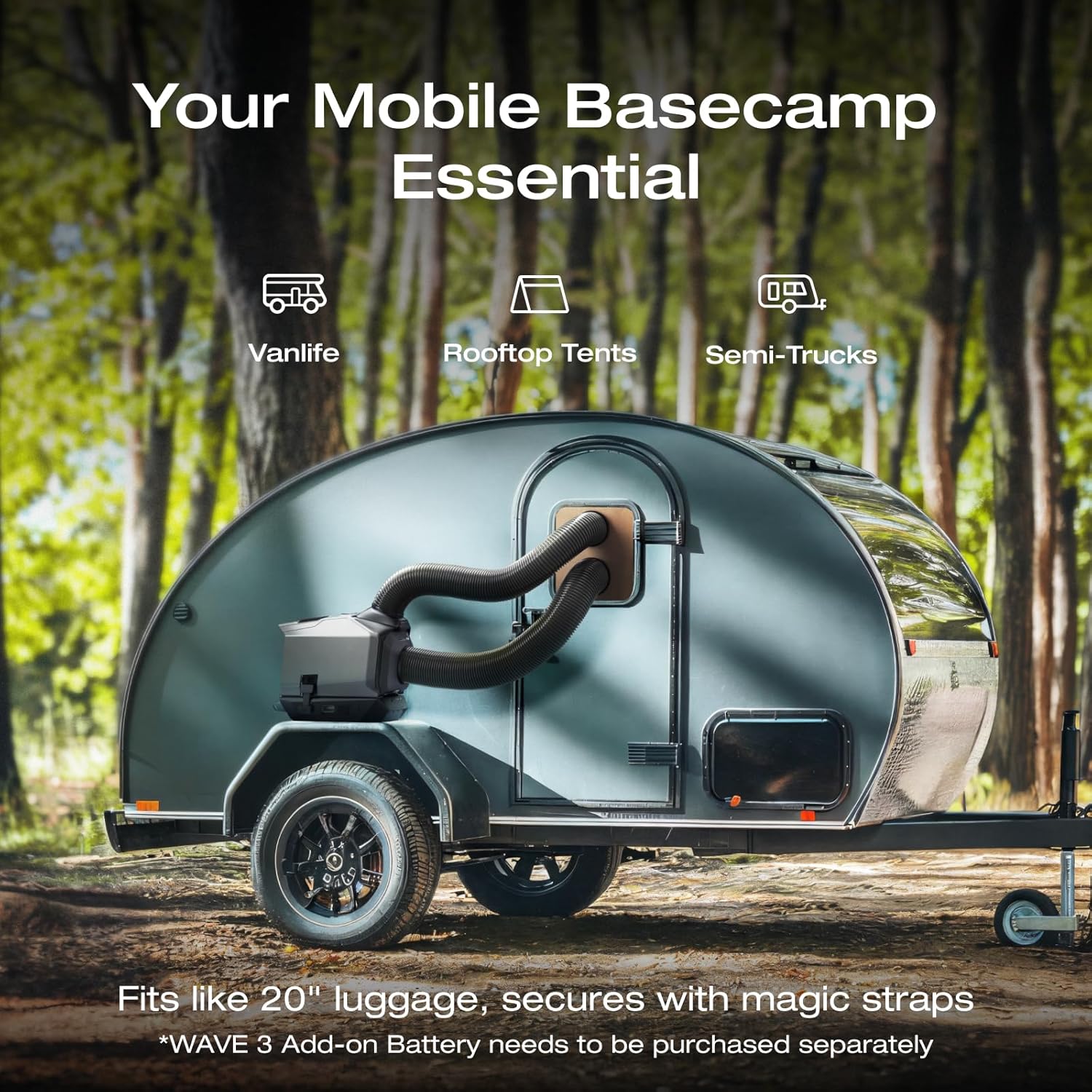 EF ECOFLOW WAVE 3 Portable Air Conditioner, 1800W/6100 BTU Cooling and 2000W/6800 BTU Heating, 1000W Fast Charging in 75 mins, 8H Wireless Running, APP Control, for Camping, Vanlife, RVs