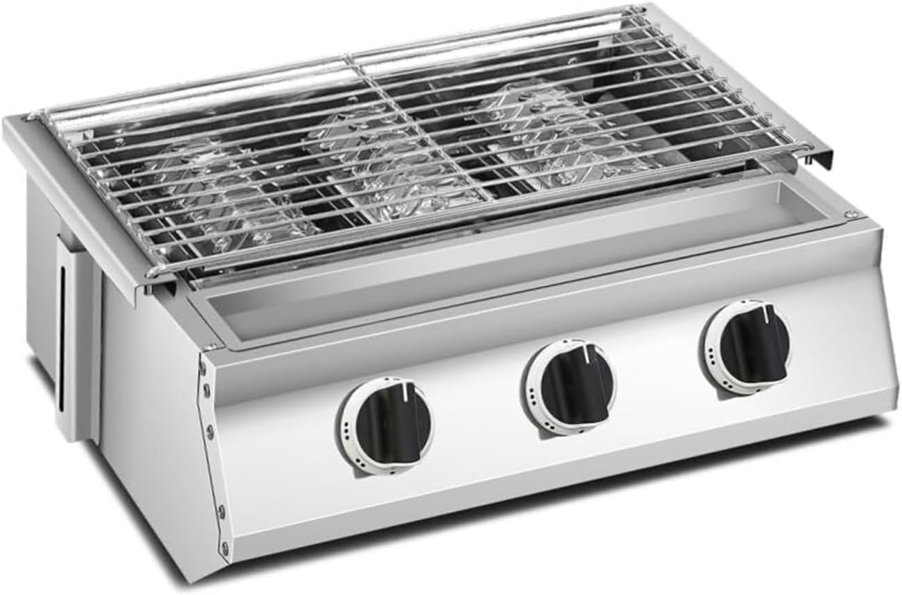 BBQ Grill Widening Net 4 Burner Tabletop Gas Grill,Steel Steel Surface, Multifunctional for Outdoor Grilling, Professional and Eco-Friendly