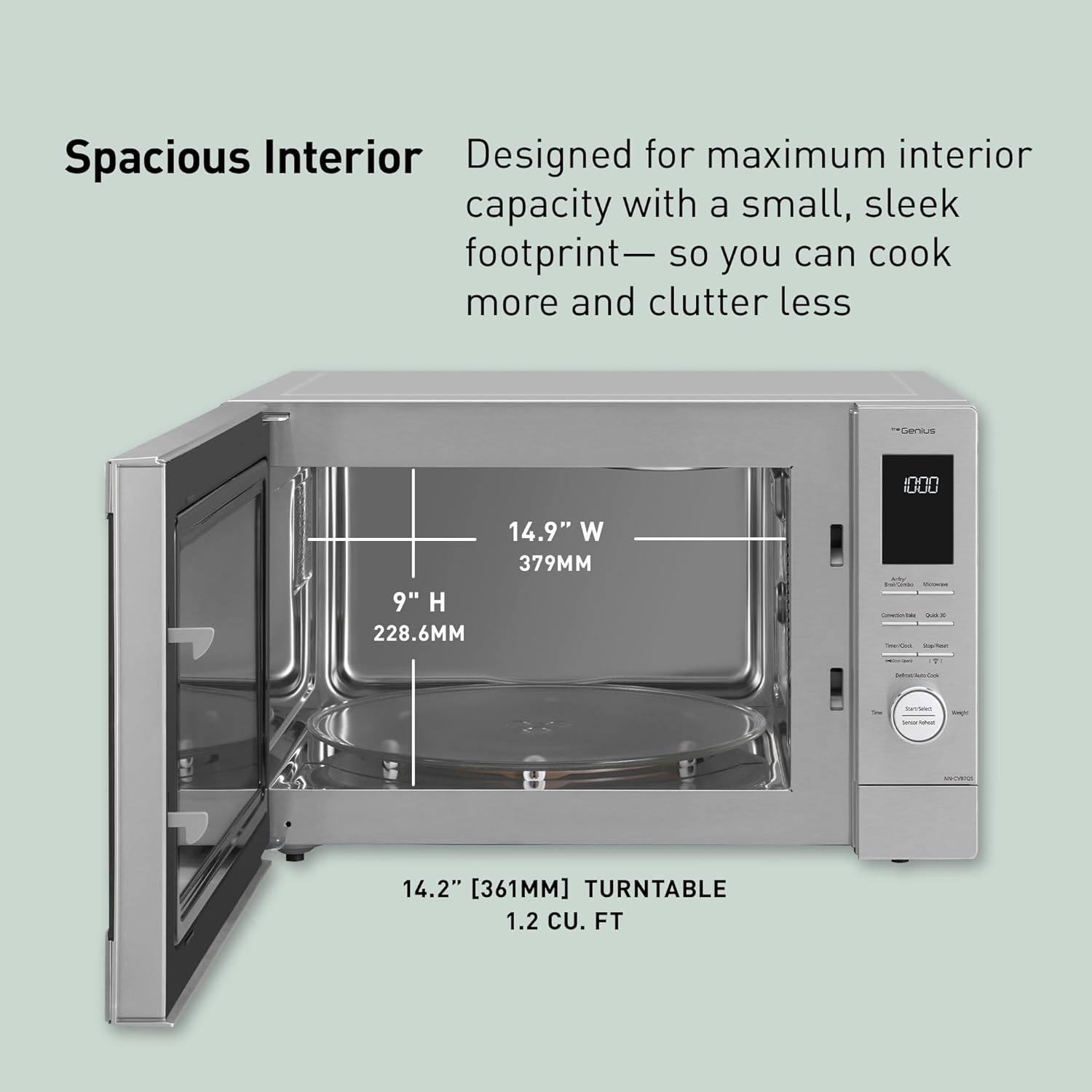 Panasonic HomeChef Connect Microwave Oven, Smart Multi Oven, Connected App for Automated Meal Prep, 4 Cooking Modes, Air Fryer, Convection Bake, FlashXpress Broiler, 1000W, 1.2 cu. Ft. - NN-CV87QS