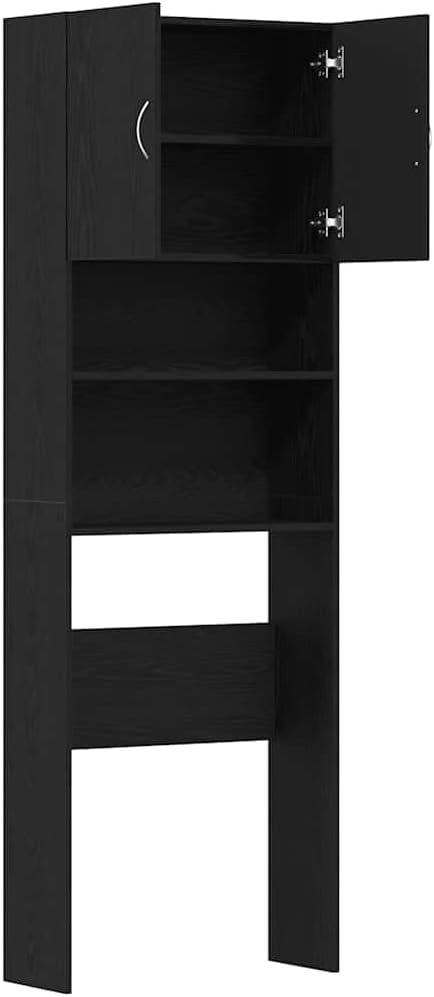 Washing Machine Cabinet Black Oak 25.2x9.4x74.8 Engineered Wood,Household Appliance Accessories,Laundry Appliance Accessories,Washer & Dryer Accessories,859128