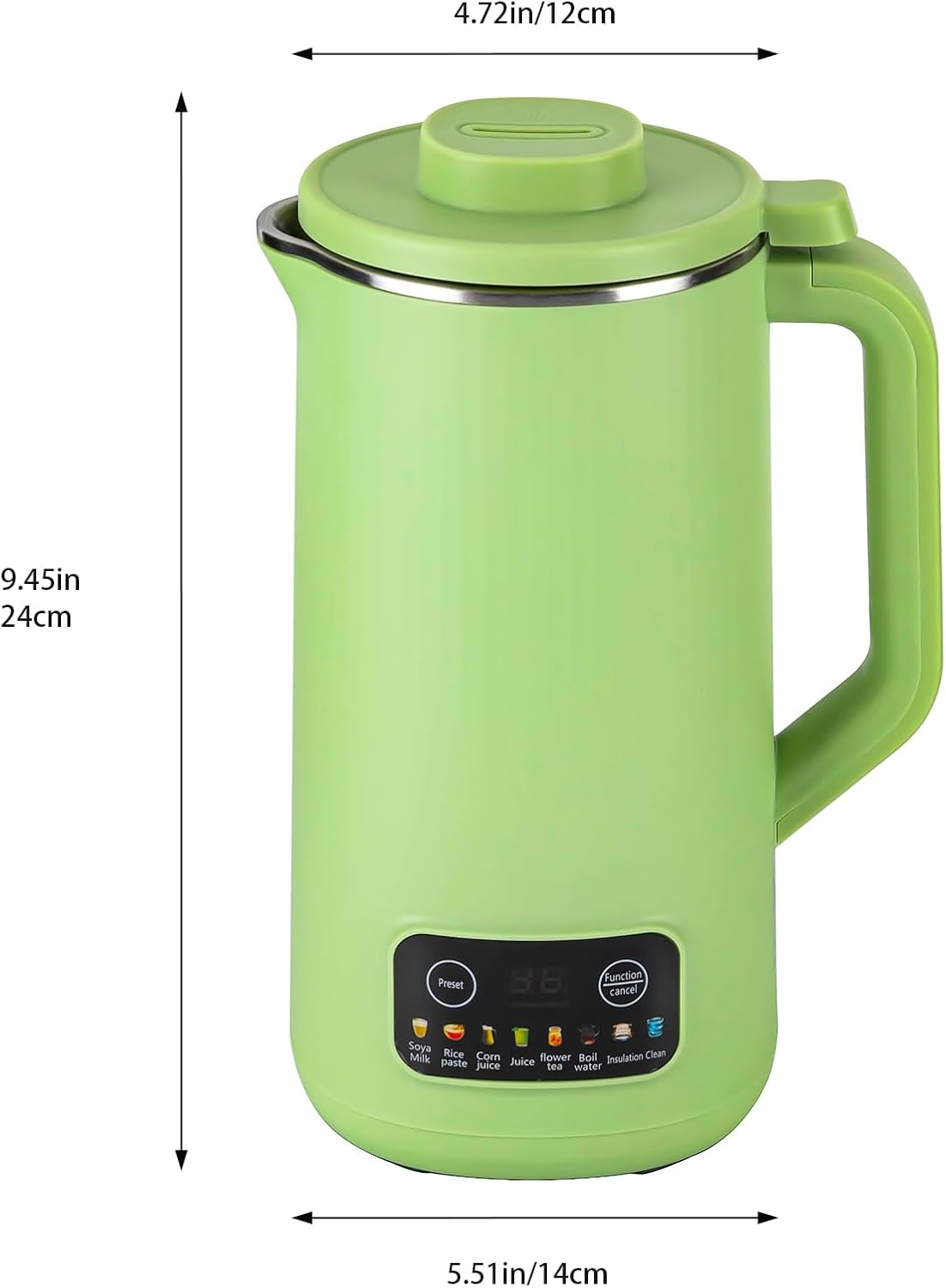 600W 800ml Household Soy Milk Machine Automatic Touch Screen Food Supplement Cooking Mixer Green