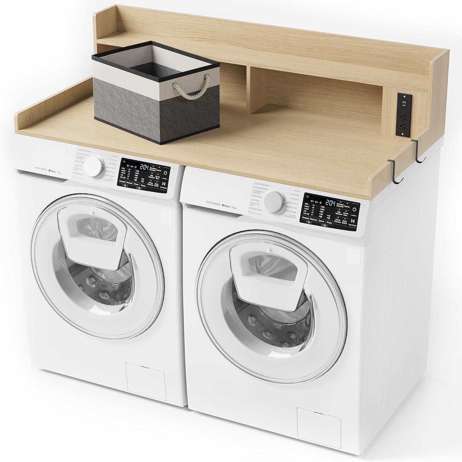 Upgraded 2-Tier Washer and Dryer Countertop with Power Outlet,54