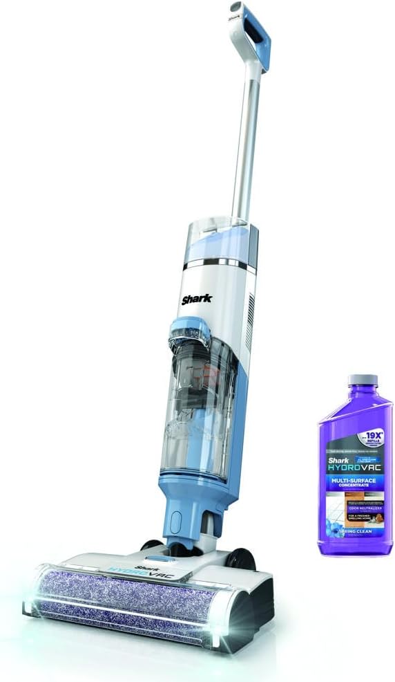 Shark WD201 HydroVac Cordless Pro XL 3-in-1 Vacuum, Mop & Self-Cleaning System with Antimicrobial Brushroll* & Solution for Multi-Surface, Hardwood, Tile, Marble & Area Rugs, Pure Water