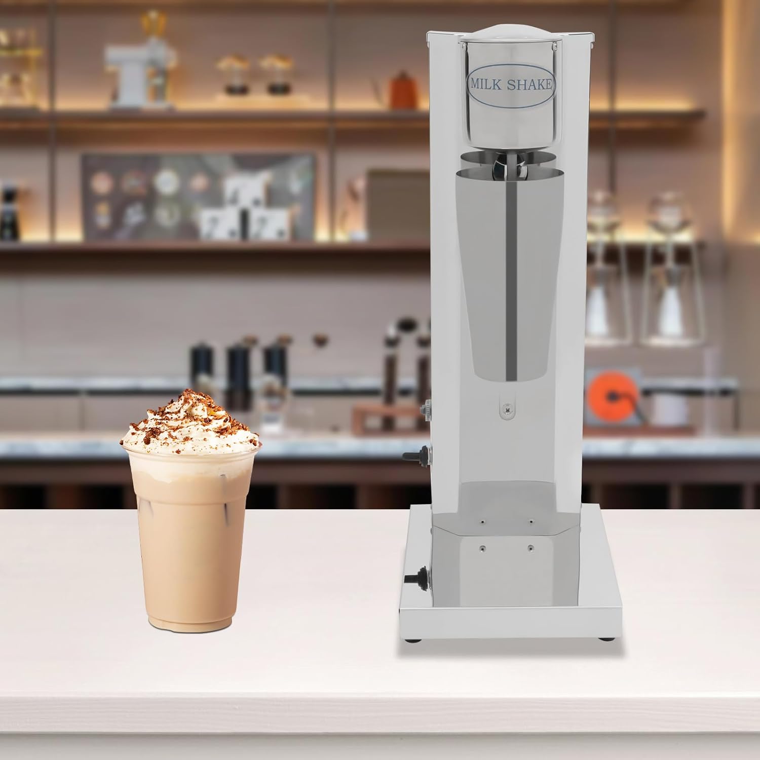 PERFERATE Electric Milkshake Maker Machine 110V Commercial Milkshake Machine, 2 Speeds Stainless Steel Smoothie Blender 22-Oz/Cup Drink Mixer Frappe Machines for cafe, Milk Tea Shop