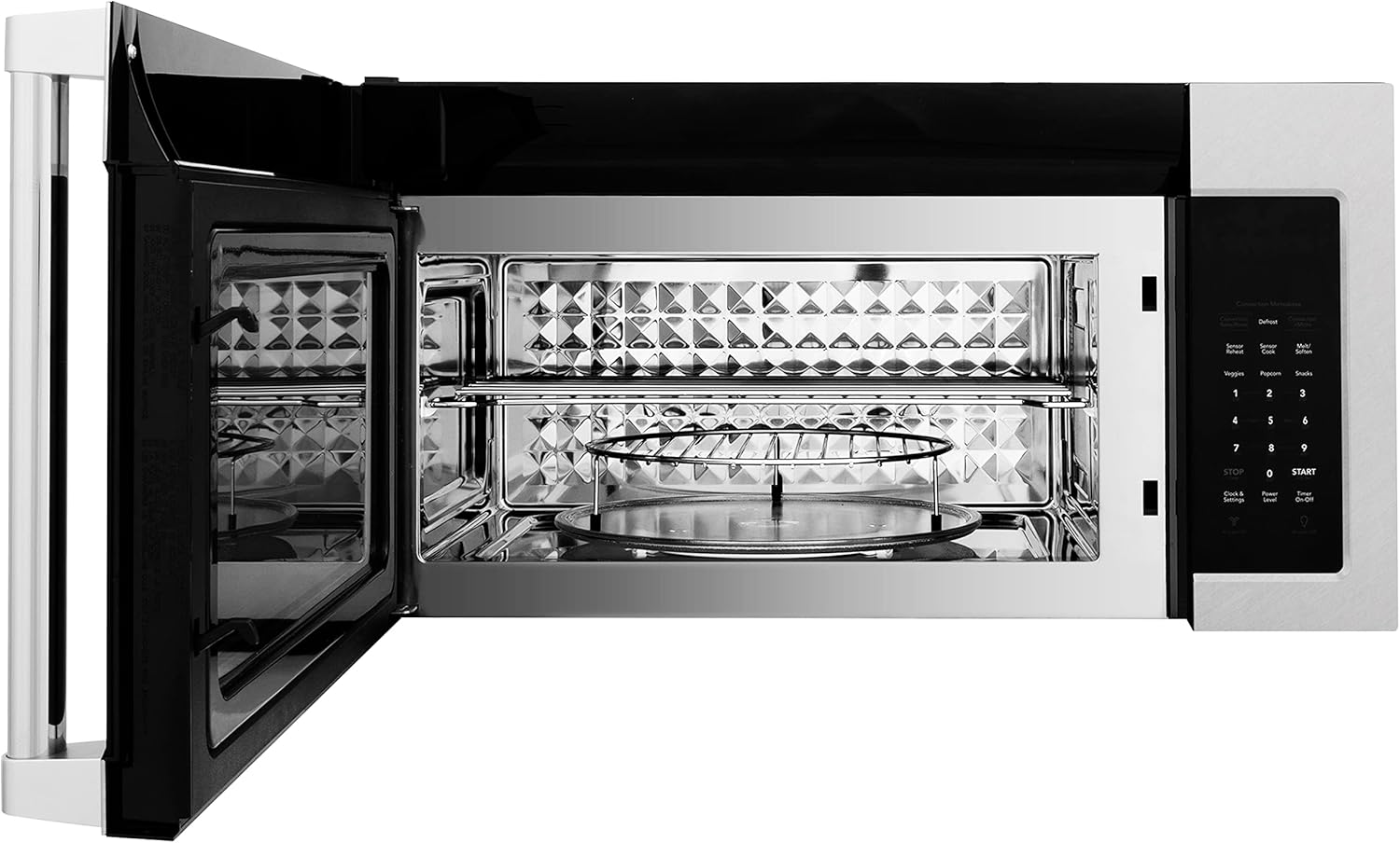 ZLINE 30 in. 1.5 cu. ft. Over-The-Range Microwave in Satin Stainless Steel with Traditional Handle and Set of 2 Charcoal Filters (MWO-OTRCFH-30-SS)