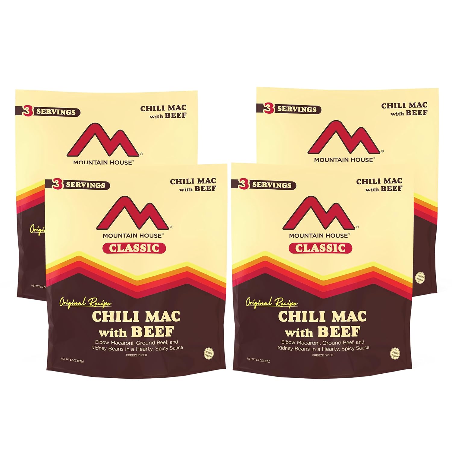 Mountain House Classic Chili Mac with Beef Freeze-Dried Food for Camping, 12 Servings, 30-Year Shelf-Life