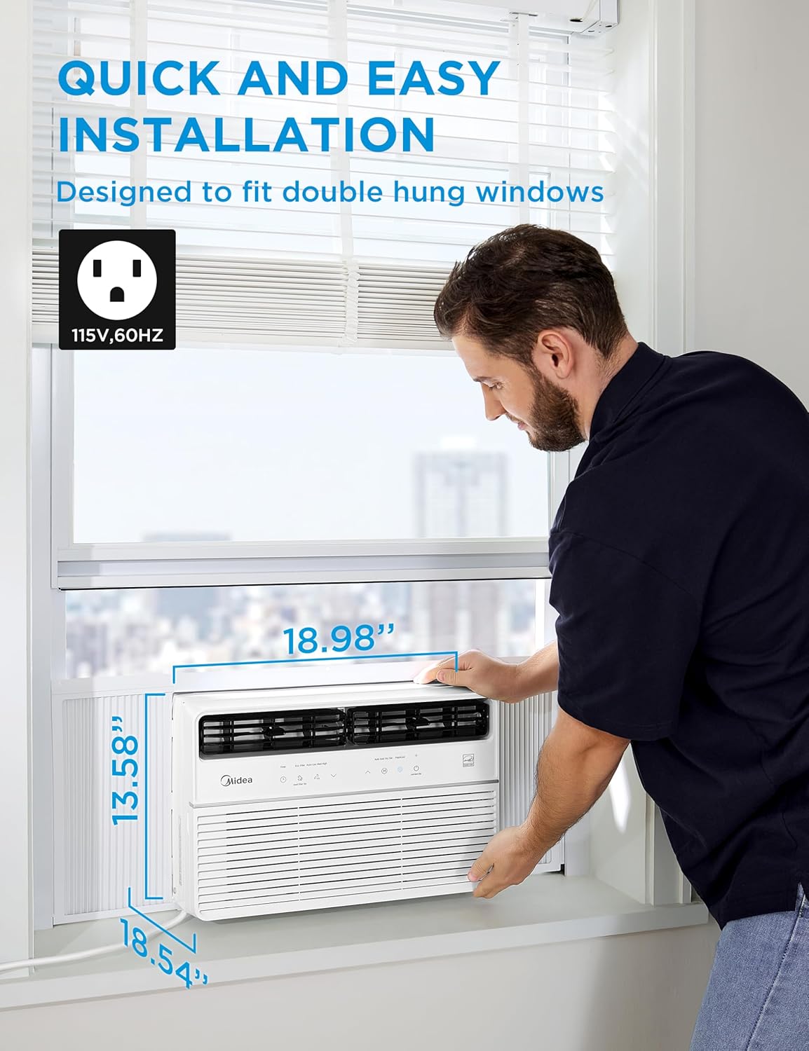 Midea 10,000 BTU Smart Inverter Window Air Conditioner with APP, Alexa Control, 115V AC Unit Cools up to 450 Sq. Ft, Quiet Operation, Energy Saving, Remote & Easy Installation Kit, White