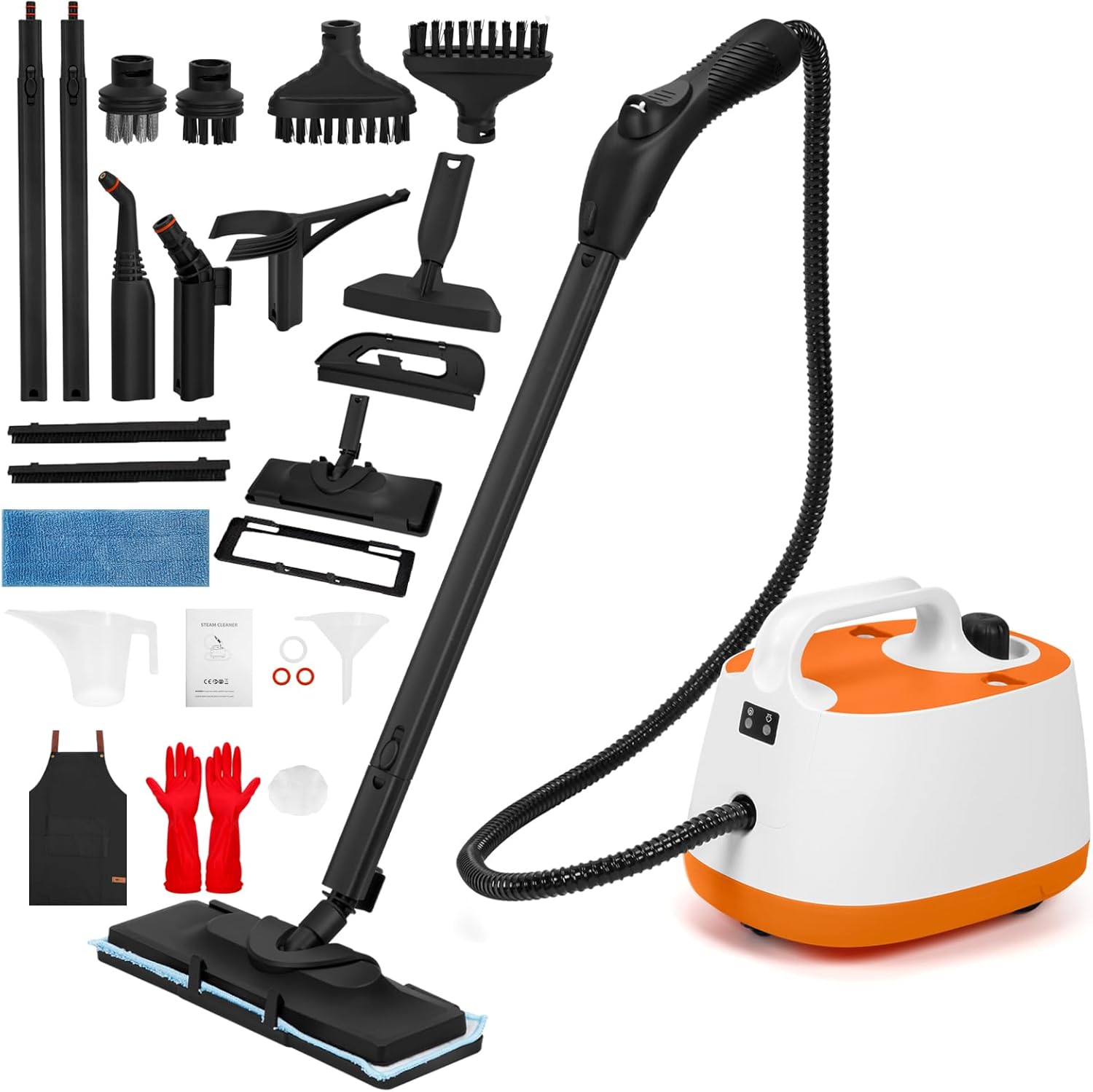 Steam Cleaner with 21 Accessories,5 Mins Quick Heating,1800W Powerful Multipurpose Steam Mop with 52.9 oz Tank Heavy Duty Steam Cleaner for Floor,Windows,Grout,Tile and Cars
