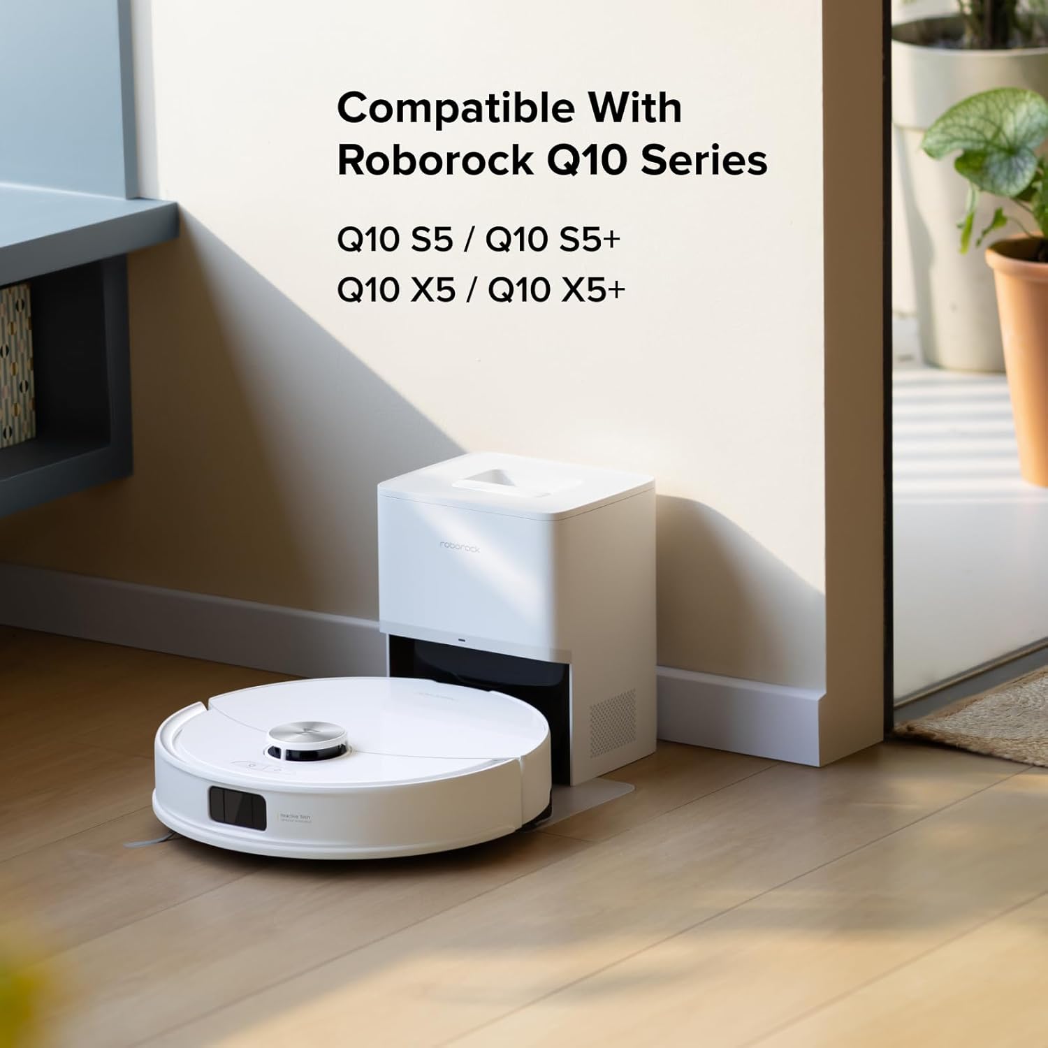 roborock Q10 X5 Robot Vacuum and Mop Combo White with Floating Main Brush Cover