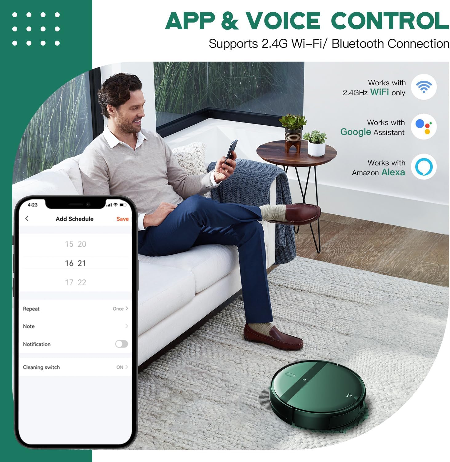 Robot Vacuum and Mop Combo with Smart 3D Avoidance | 2 in 1 Mopping Robotic Vacuum Cleans Hard Floors & Carpets | Powerful Suction & Tangle-Free for Pet Hair | App/Wi-Fi/Alexa, Self-Charging