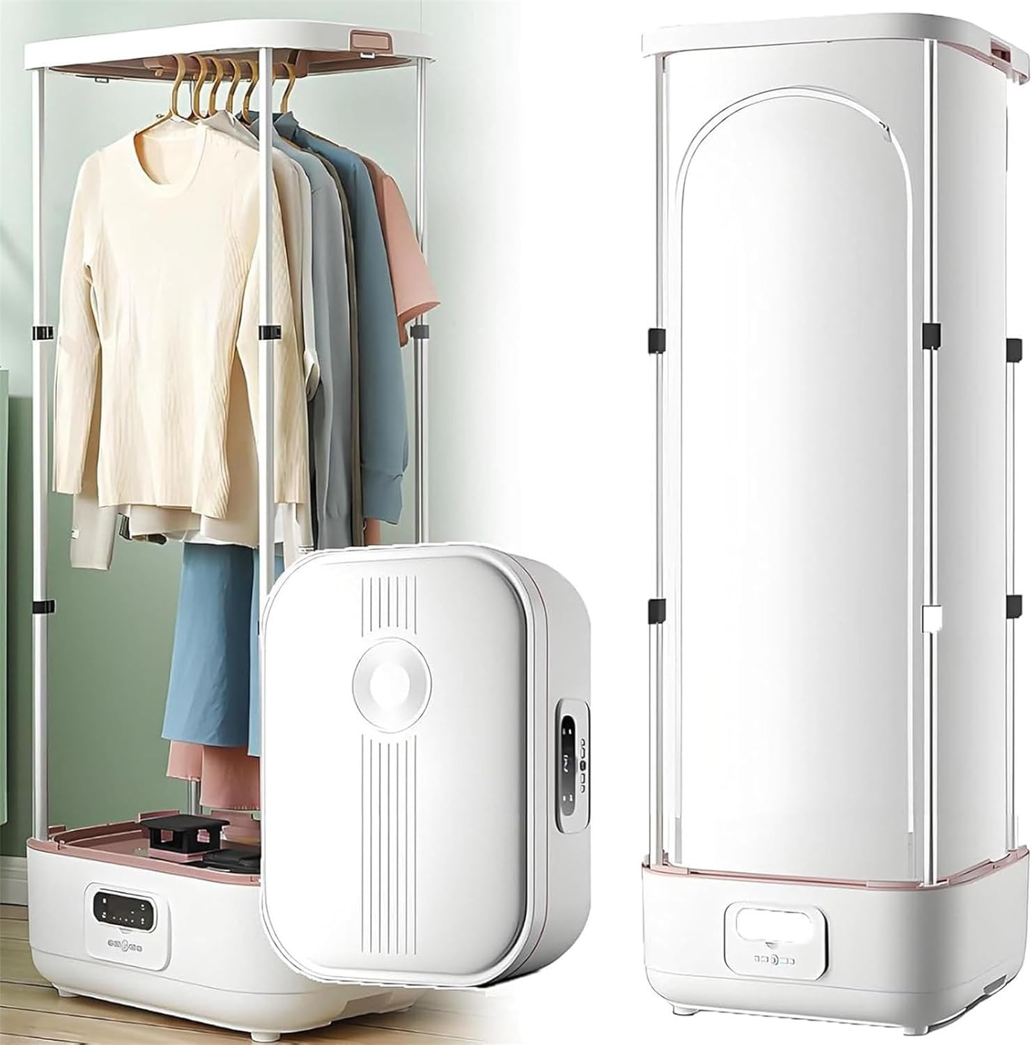 Portable Clothes Dryer, Vertical Steam Iron with Remote Control, Foldable Automatic Ironing Machine, Electric Clothes Drying Rack for Travel, RV, Home, Apartment