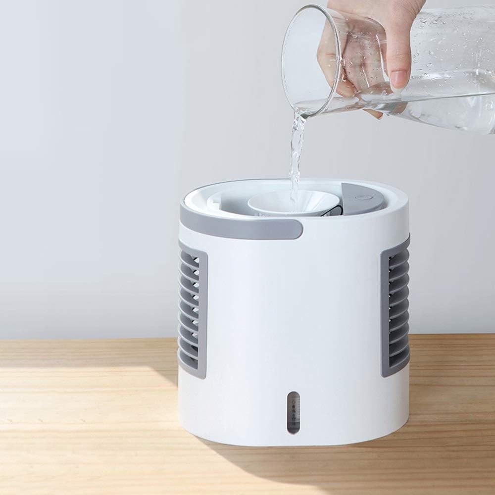 Cooling Fans USB Portable Air Conditioner Fan, 3 Speed Mini Personal Evaporative Air Cooler Small Desktop Cooling Fan with, Super Quiet Personal Table Fan Mini Evaporative Air Circulator Cooler