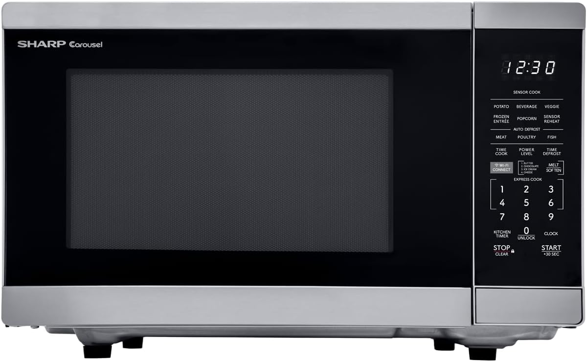 SHARP Countertop Microwave Oven Compatible with Alexa Orville Redenbacher's Certified with Removable 12.4