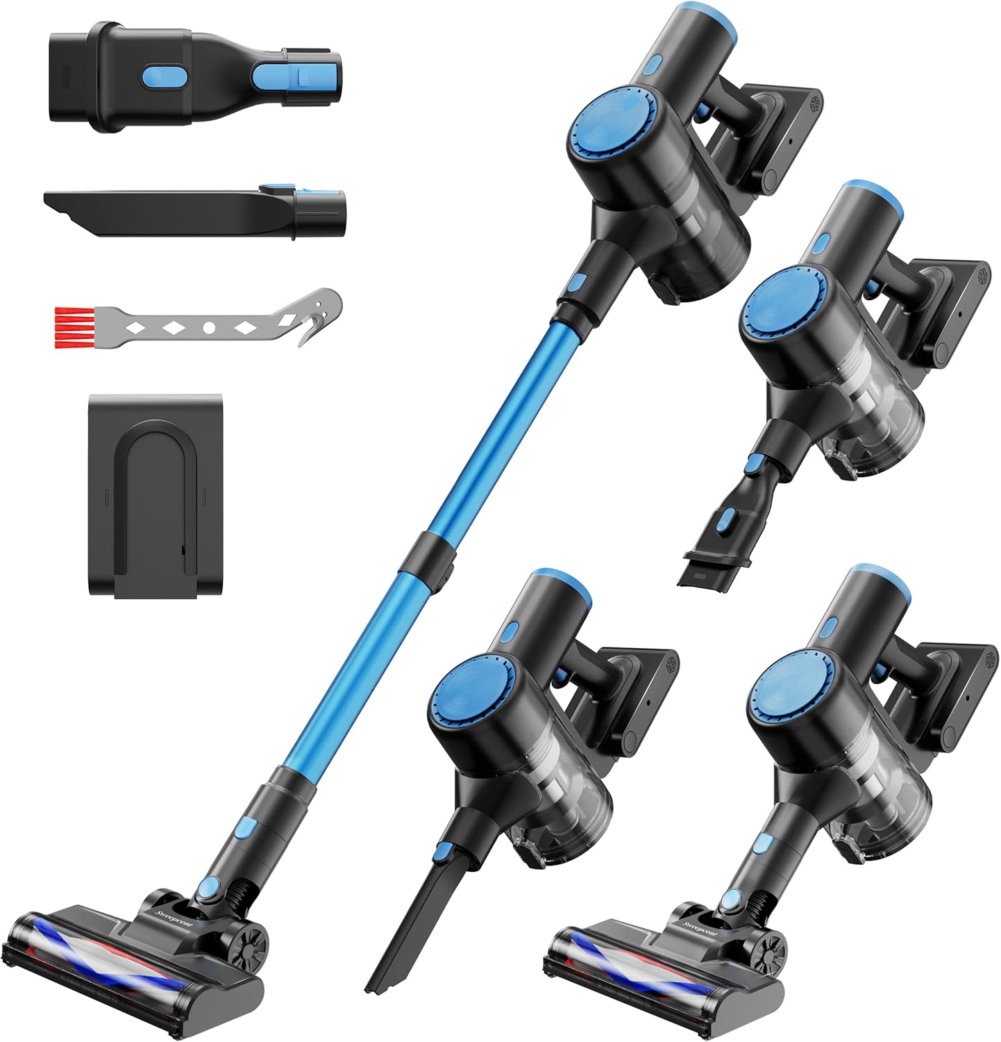 Cordless Vacuum Cleaner, 44kPa 55Mins Vacuum Cordless Rechargeable, Self-Standing, 1.5L Dust Cup Stick Vacuum for Hard Floors Carpet Pet Hair