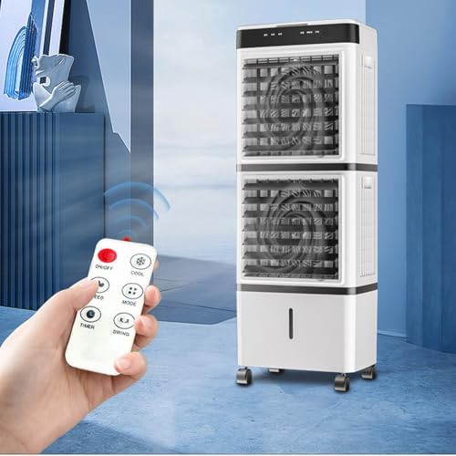 Portable Air Conditioners,Evaporative Air Cooler, Swamp Cooler with 14L Tank, Remote, Oscillation Cooling Fan with 3 Speeds, 12H Timer, Tower Fan for Room Office Garage Indoor Outdoor Use(126cm(49.6in